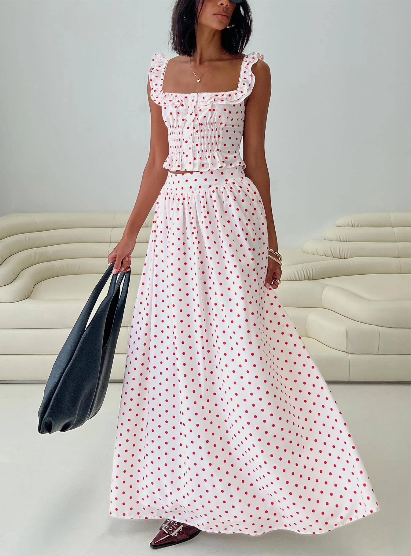 Valerio Maxi Skirt White / Red - Image 8