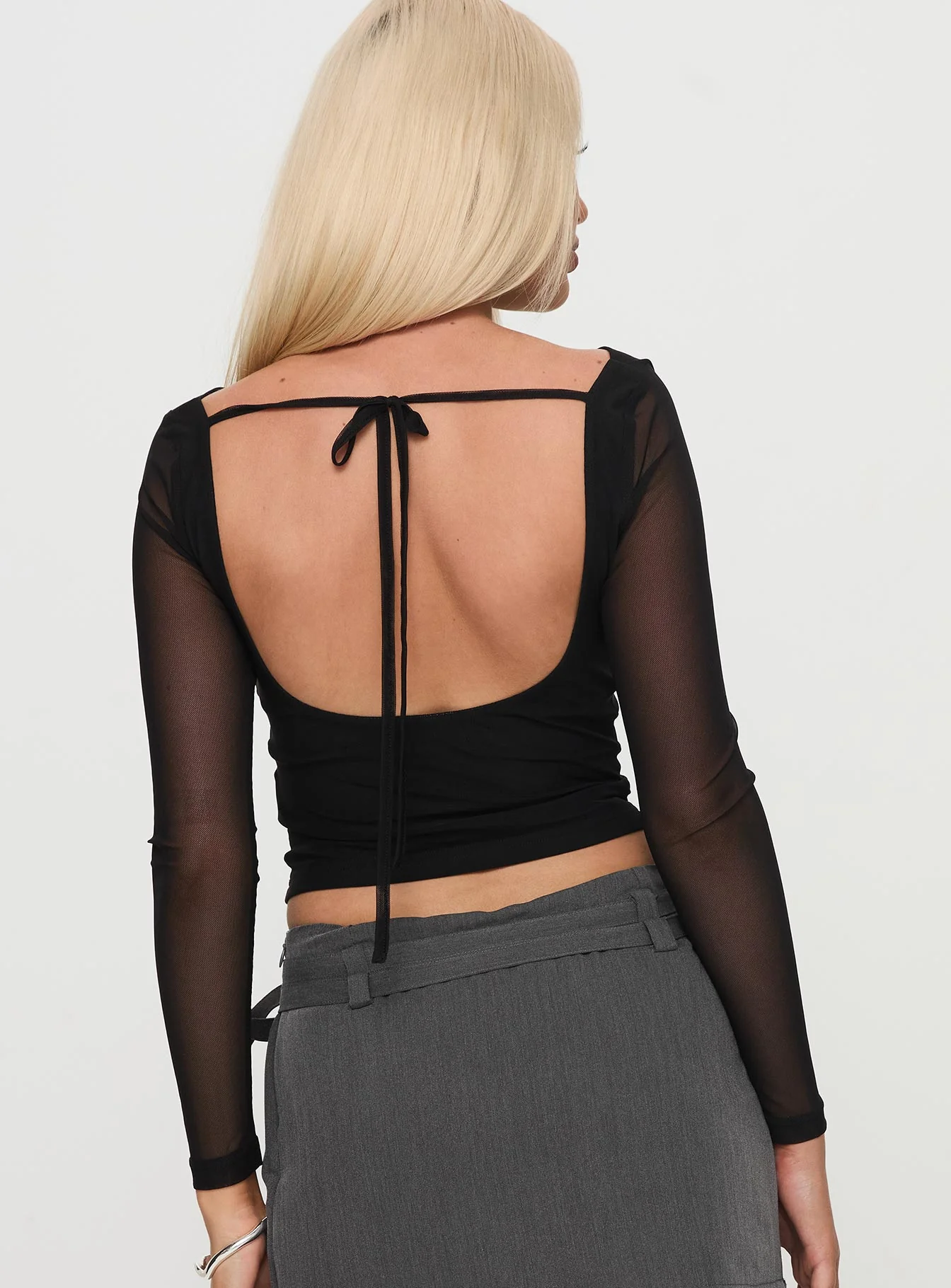 Valette Mesh Long Sleeve Top Black - Image 5