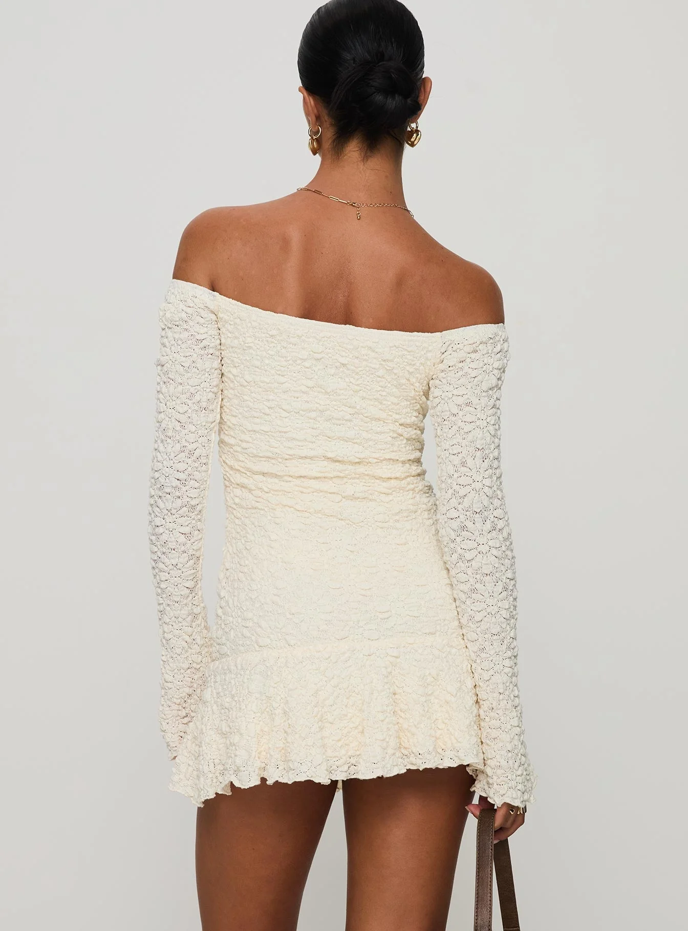 Vancesca Long Sleeve Mini Dress Cream - Image 5