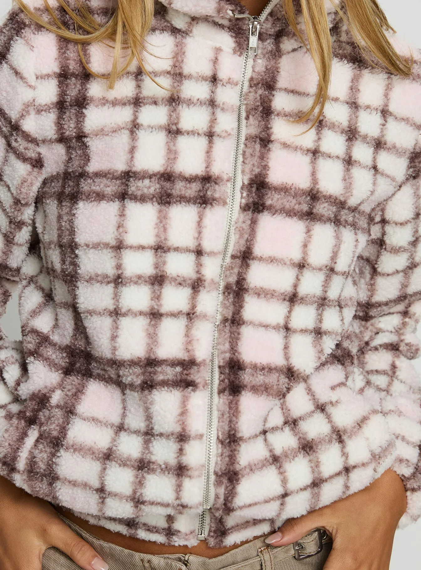 Vannessa Collared Jacket Pink Check - Image 6