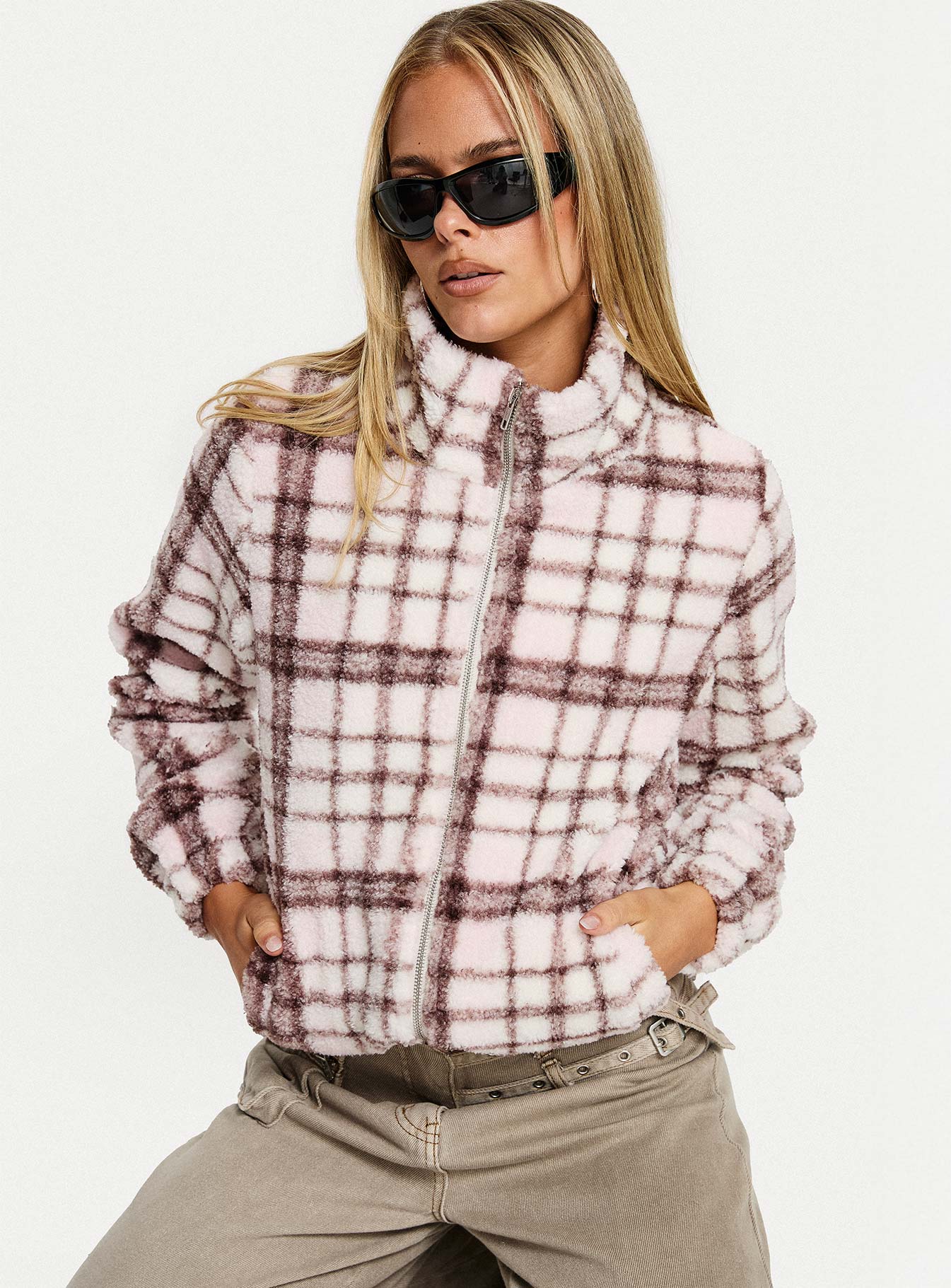 Vannessa Collared Jacket Pink Check - Image 8