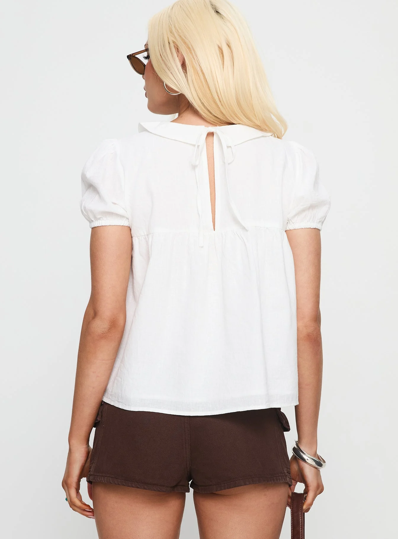 Vaylen Collared Blouse Top White - Image 5