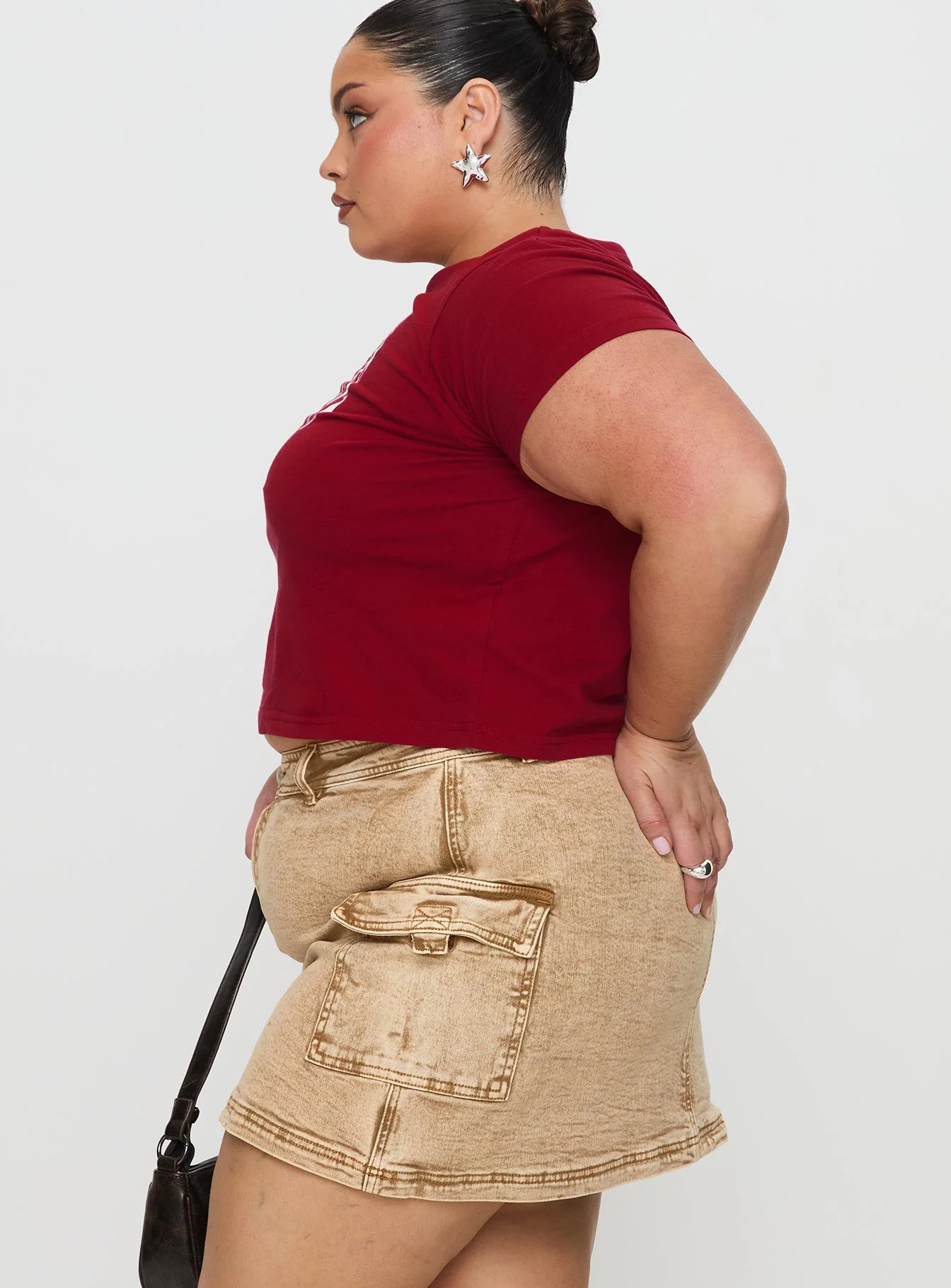 Velveta Low Rise Denim Skirt Camel Curve - Image 4