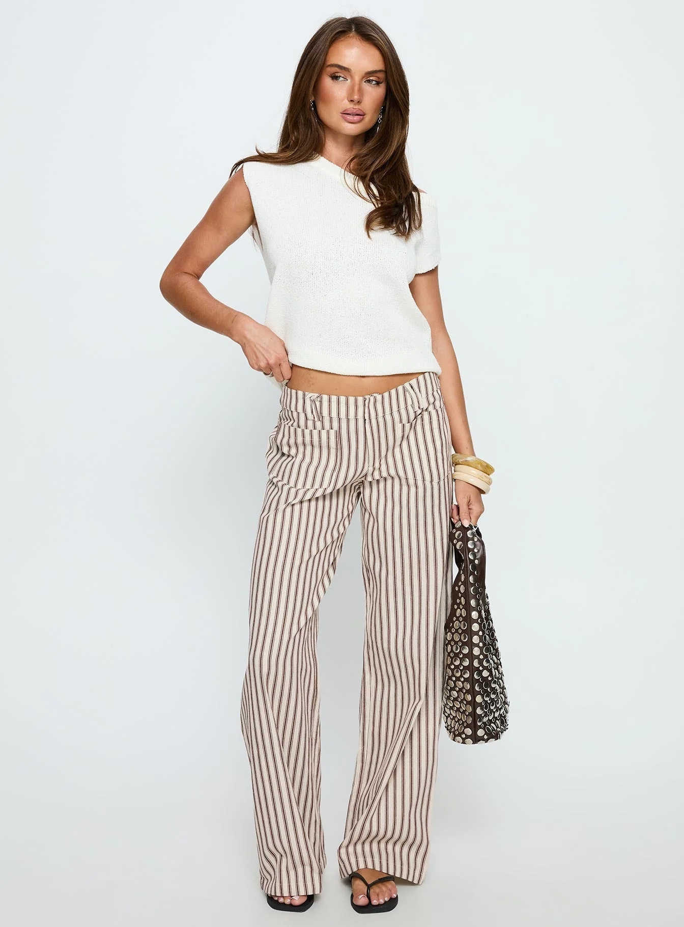 Vendi Low Rise Pant Brown Stripe - Image 3
