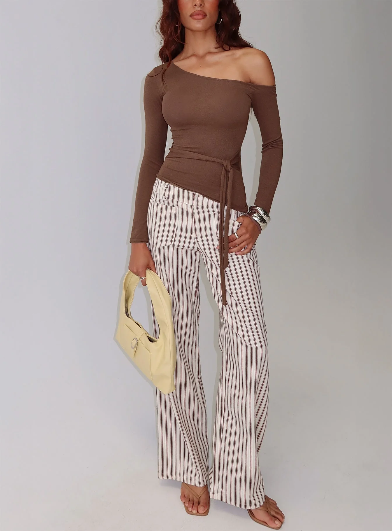 Vendi Low Rise Pant Brown Stripe - Image 8