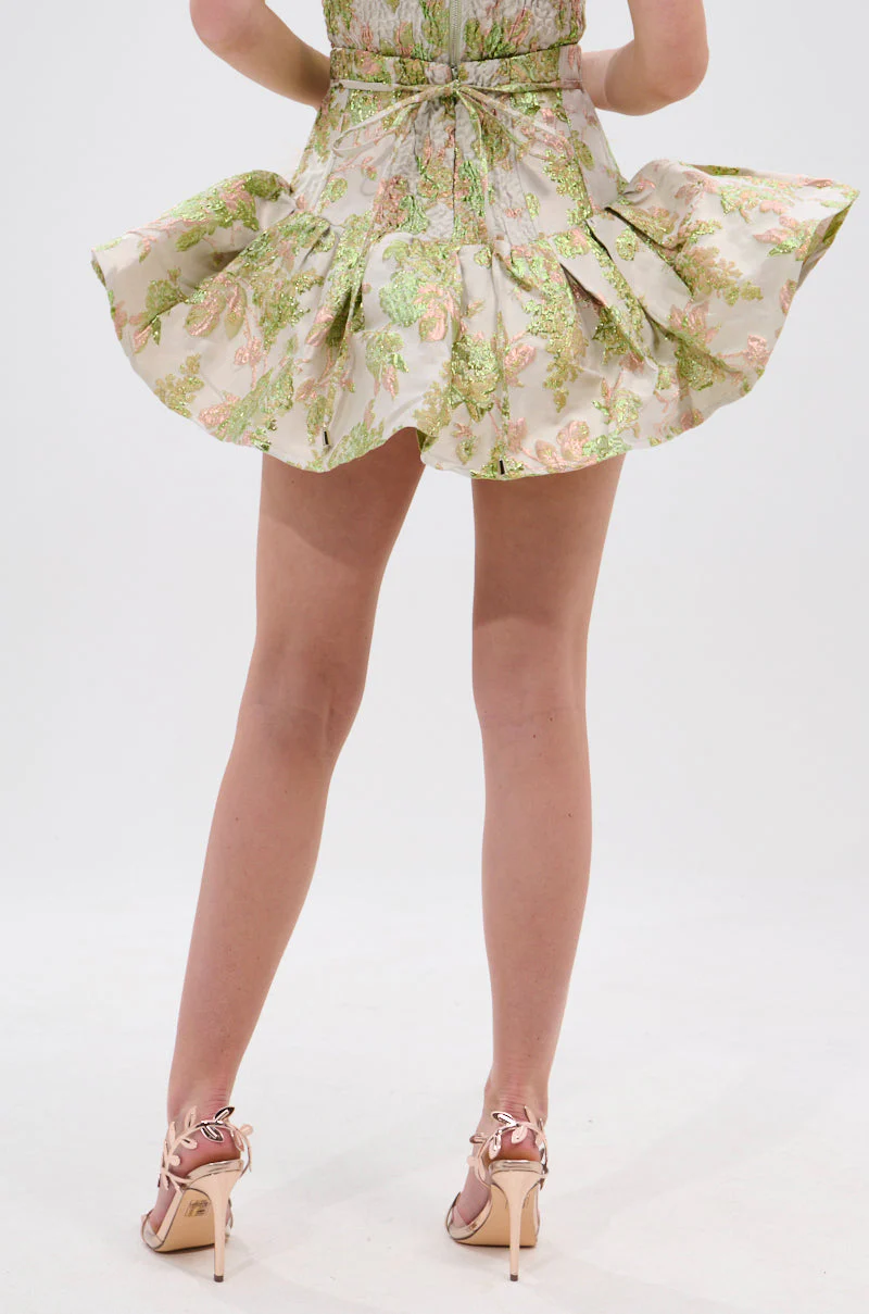 VENETIAN FLORAL BROCADE PEPLUM MINI SKIRT - Image 5