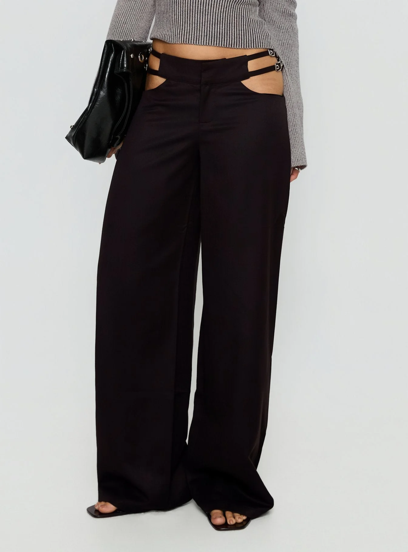 Venicia Belt Detail Suiting Pant Black Pinstripe - Image 2