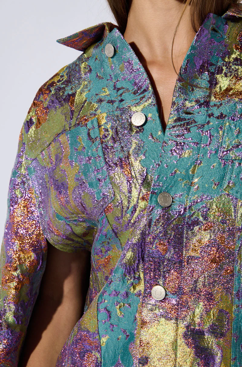 VERSAILLES HIGH LOW BROCADE CAPE - Image 7