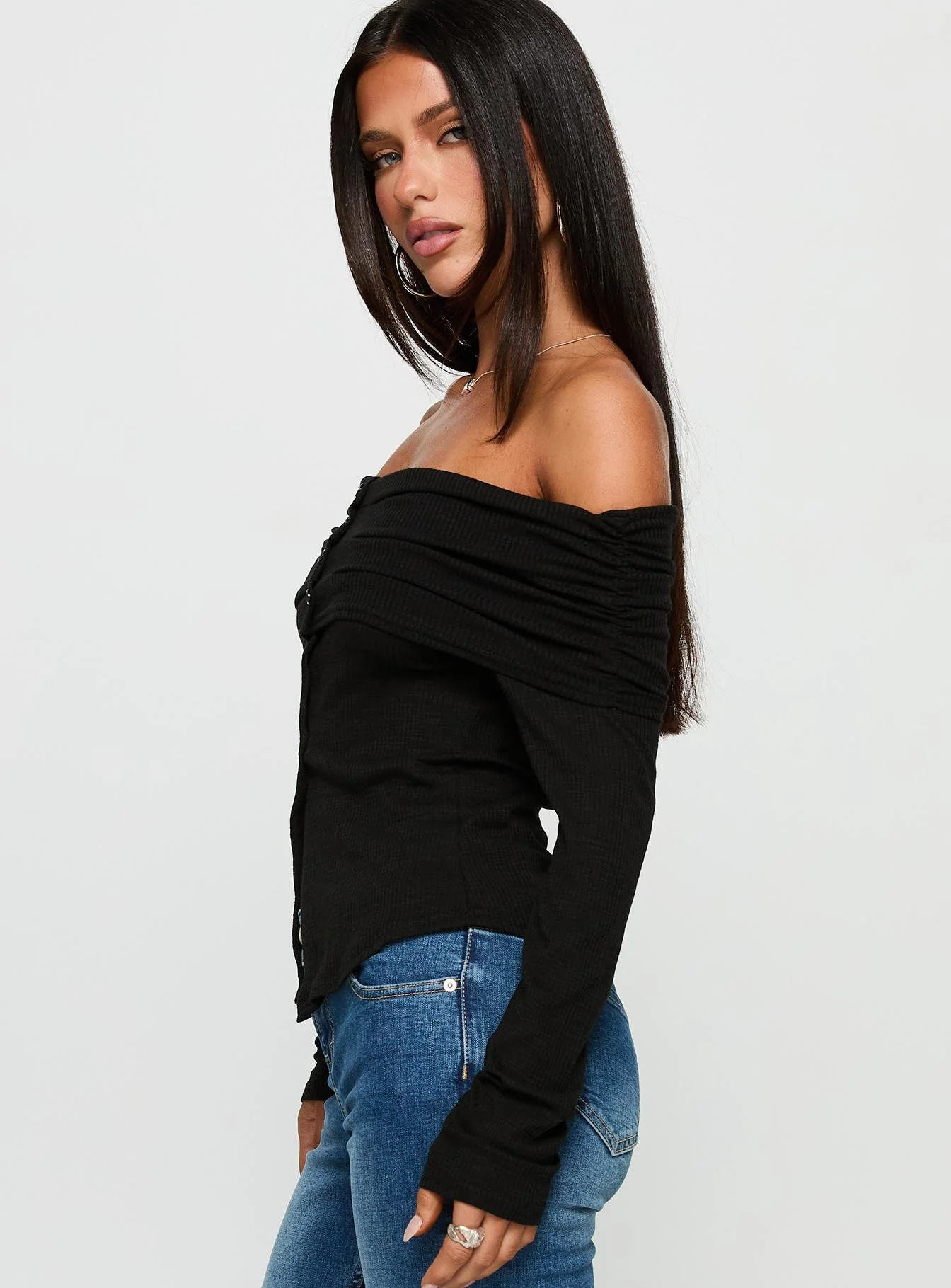 Victorea Off Shoulder Top Black - Image 3