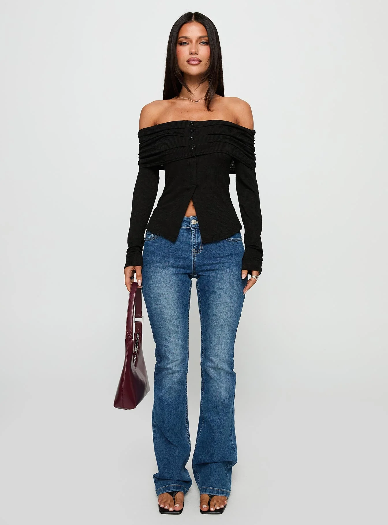 Victorea Off Shoulder Top Black - Image 6
