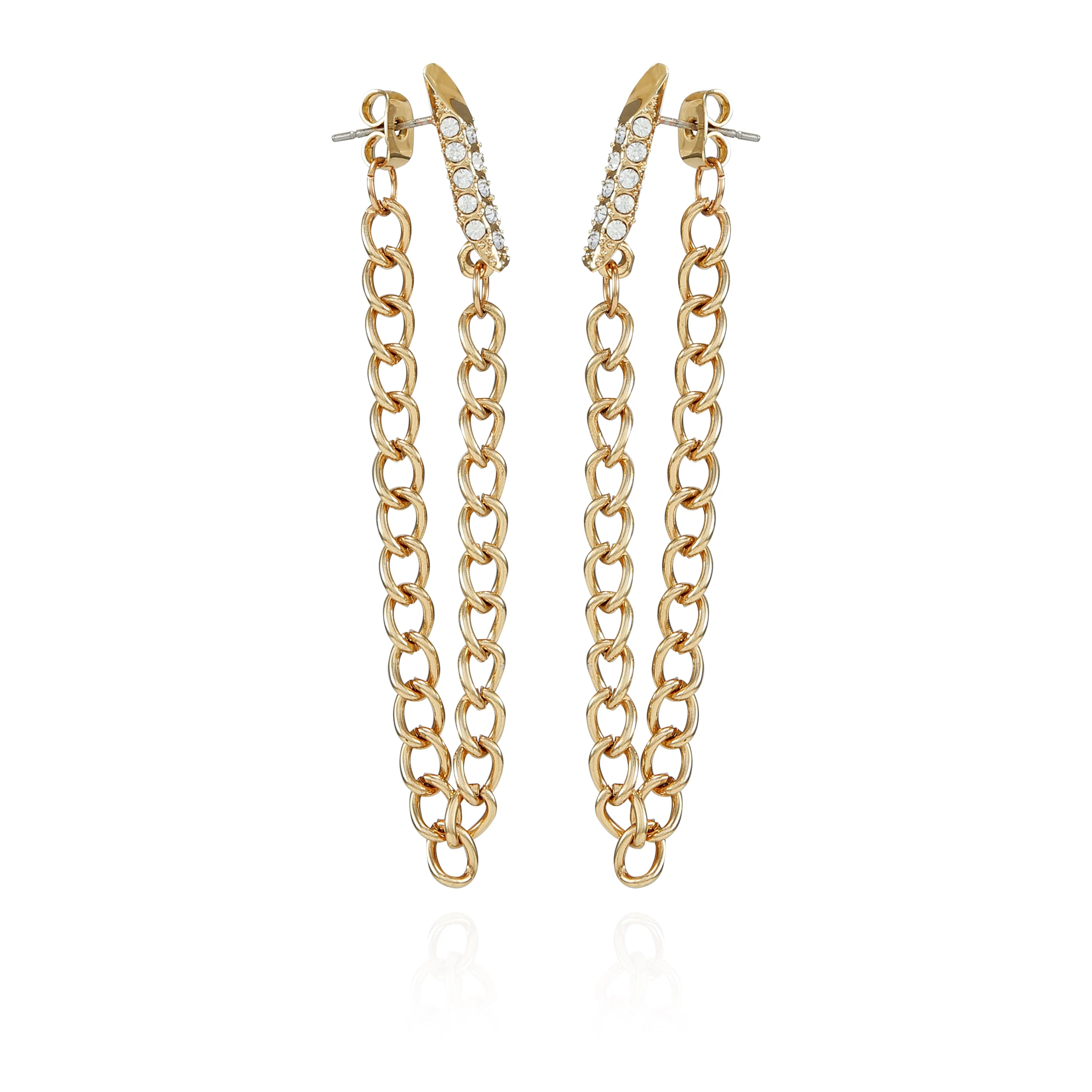Crystal Stone Chain Drop Statement Earrings