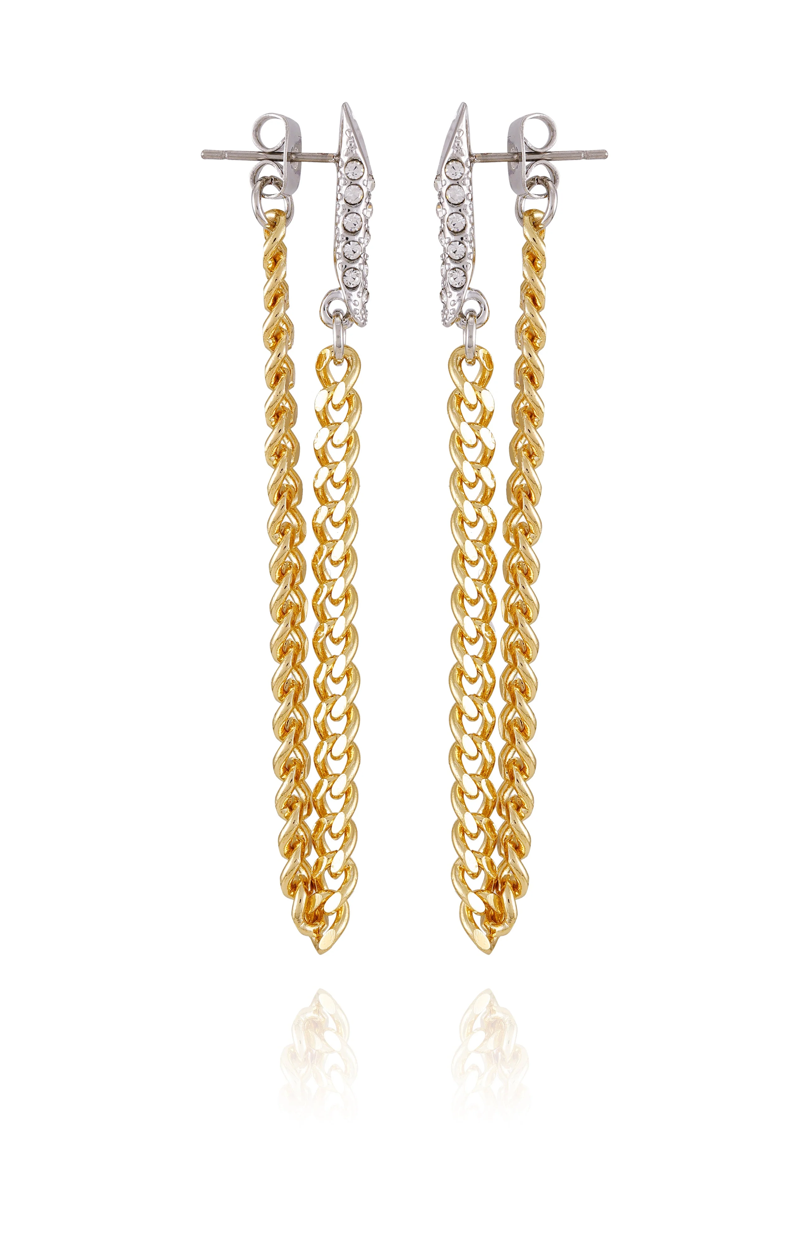 Crystal Stone Chain Drop Statement Earrings