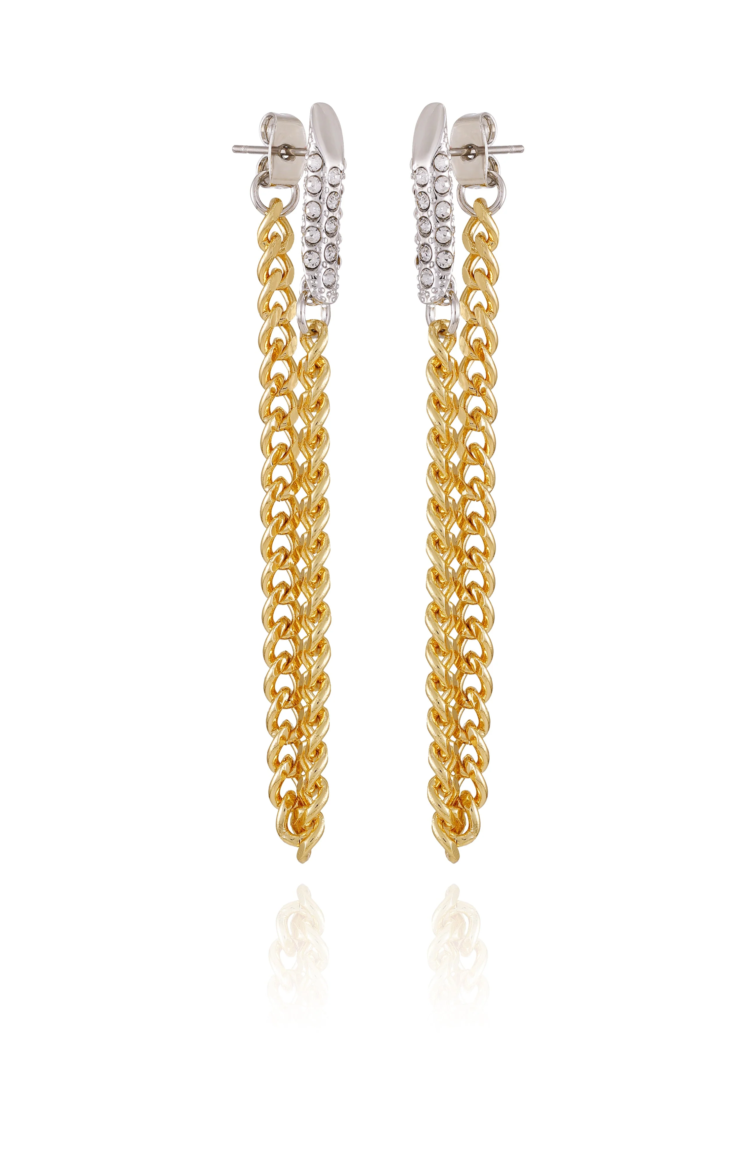 Crystal Stone Chain Drop Statement Earrings - Image 2