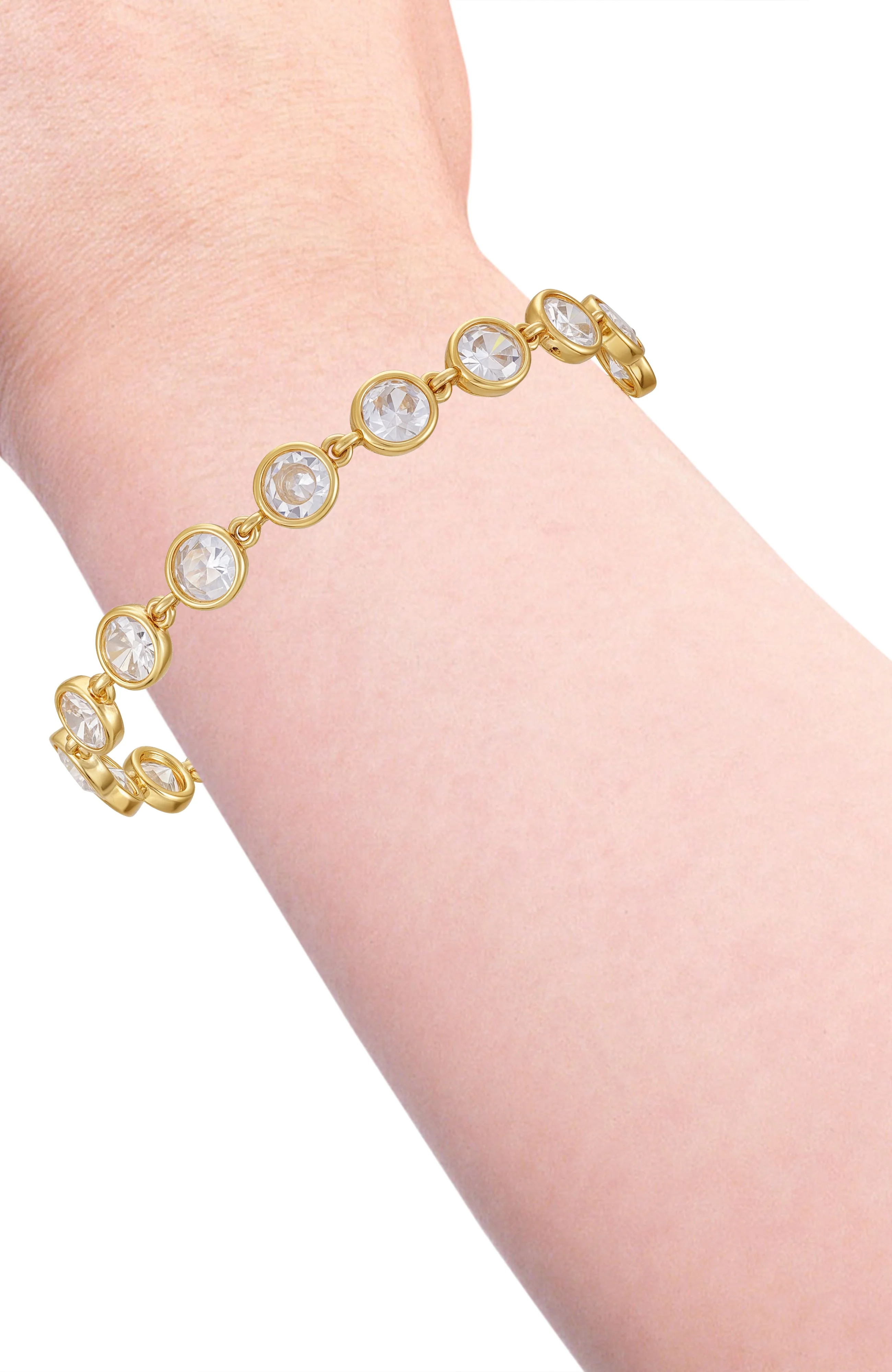 Gold Tone Cubic Zirconia Bezel Bracelet - Image 3