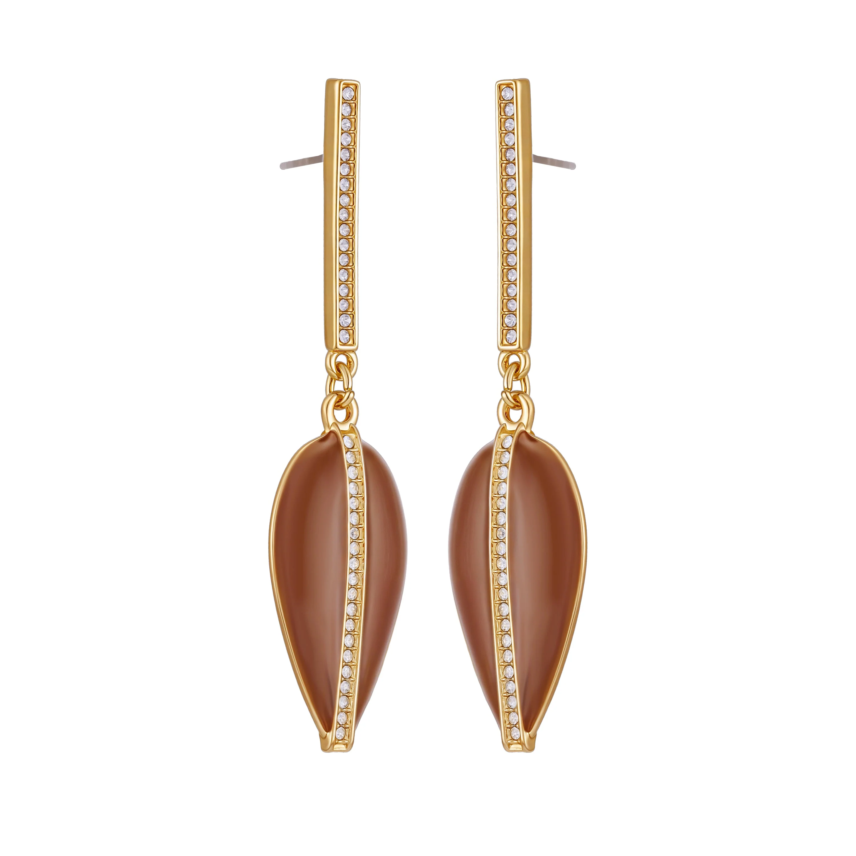 Gold Tone Drop Earrings - Image 2