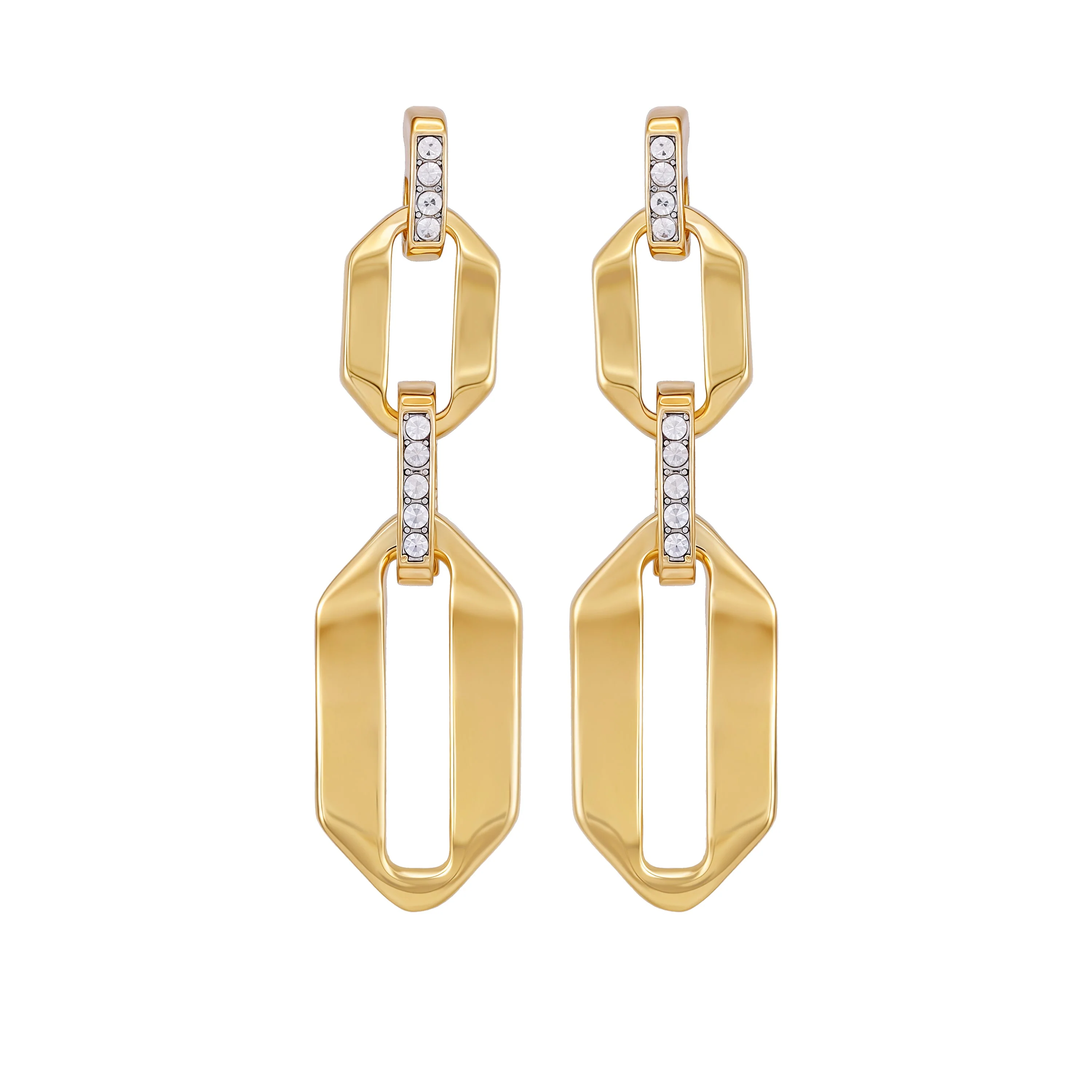 Goldtone And Crystal Link Drop Earrings