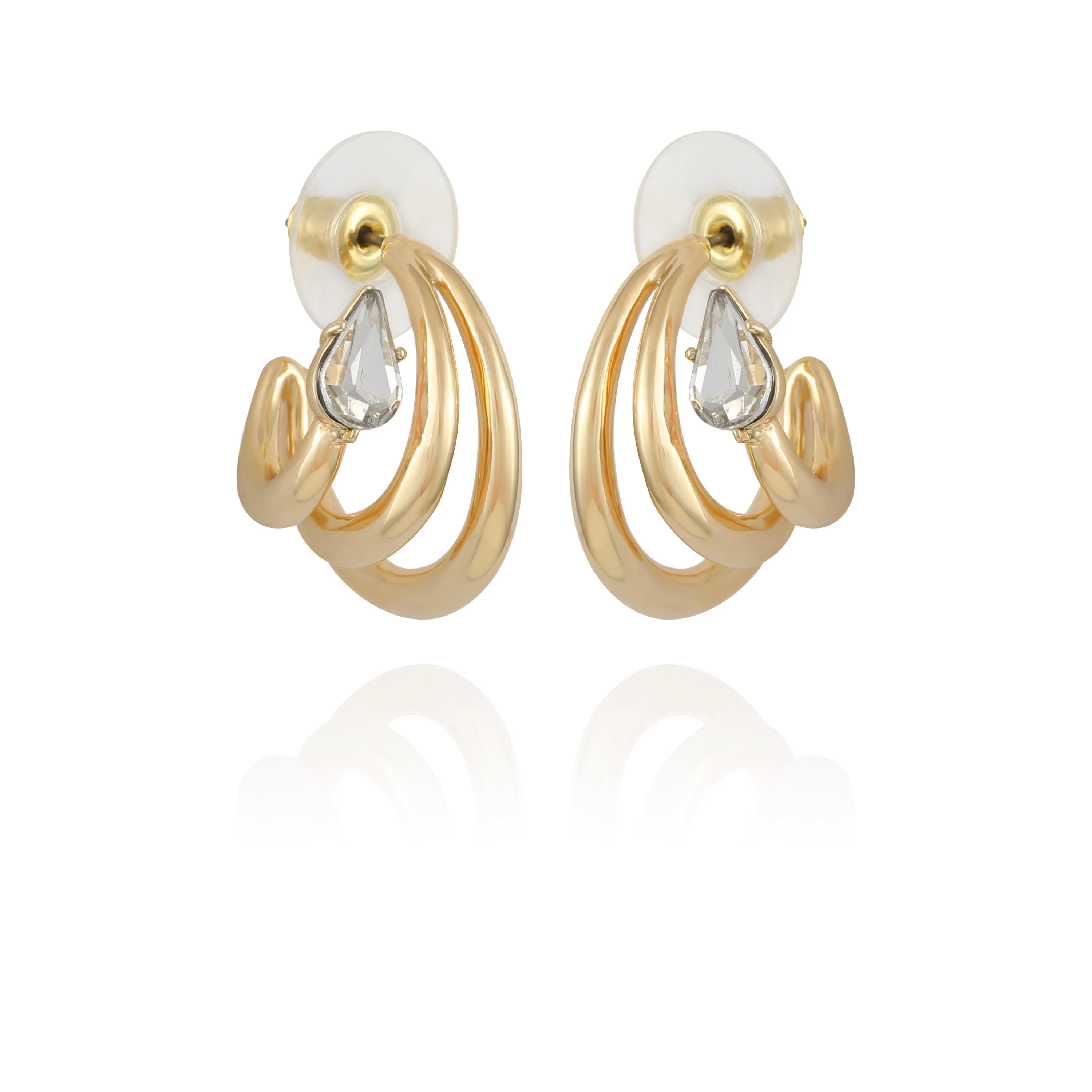 Goldtone Crystal Stone Small Hoop Earring
