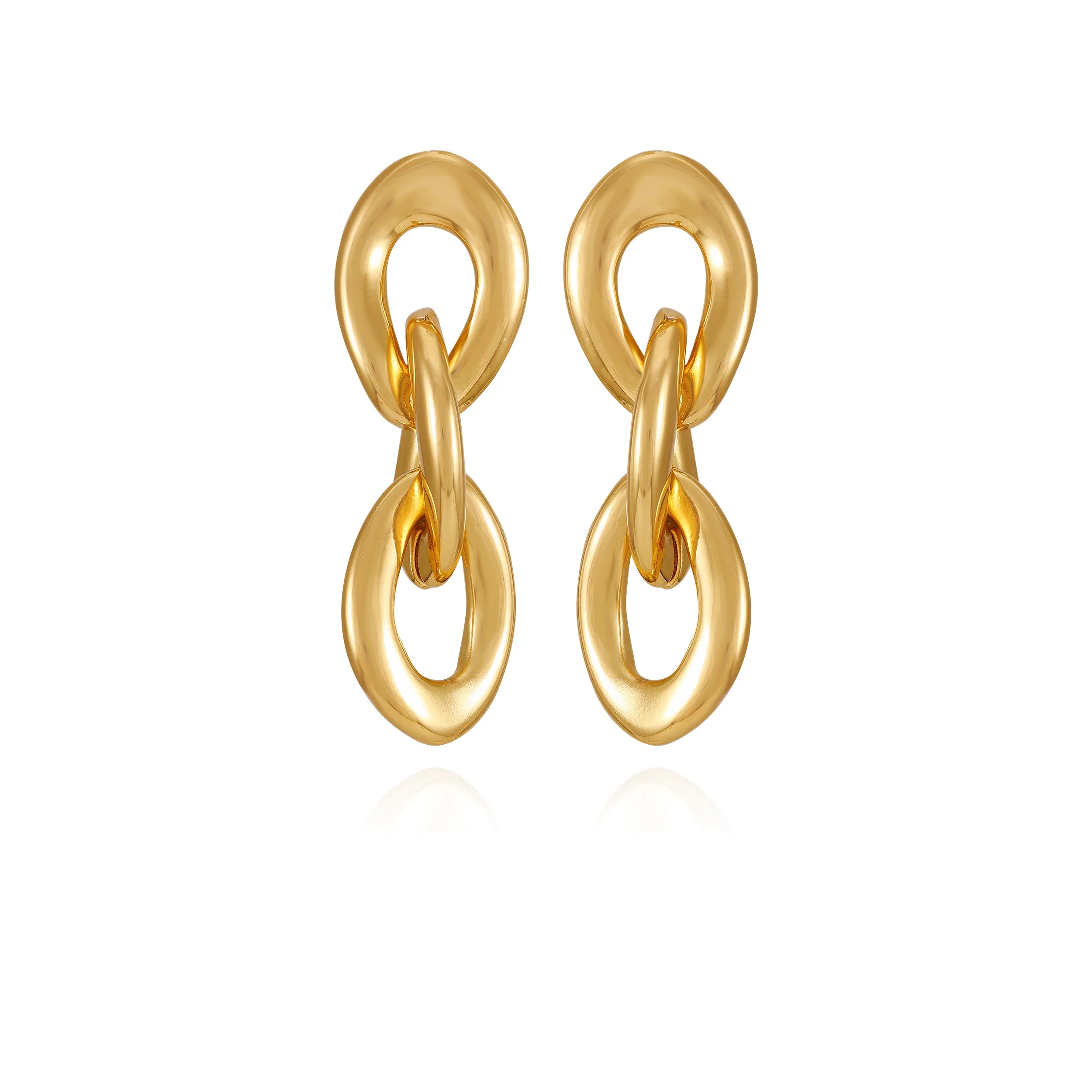 Goldtone Interlocked Link Drop Earrings