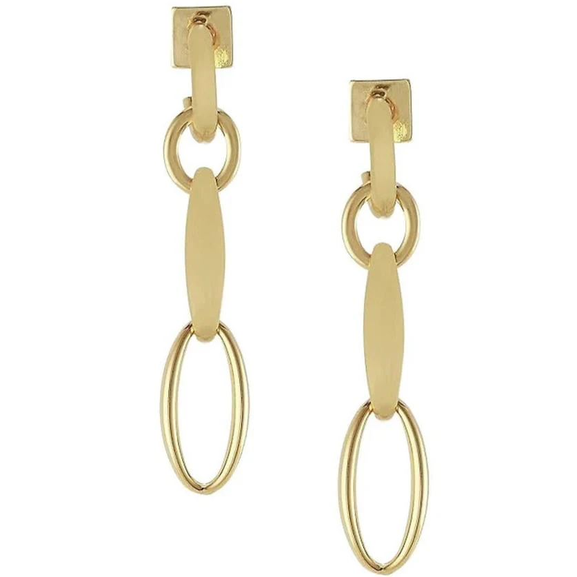 Goldtone Linear Hoop Post Earrings - Image 2