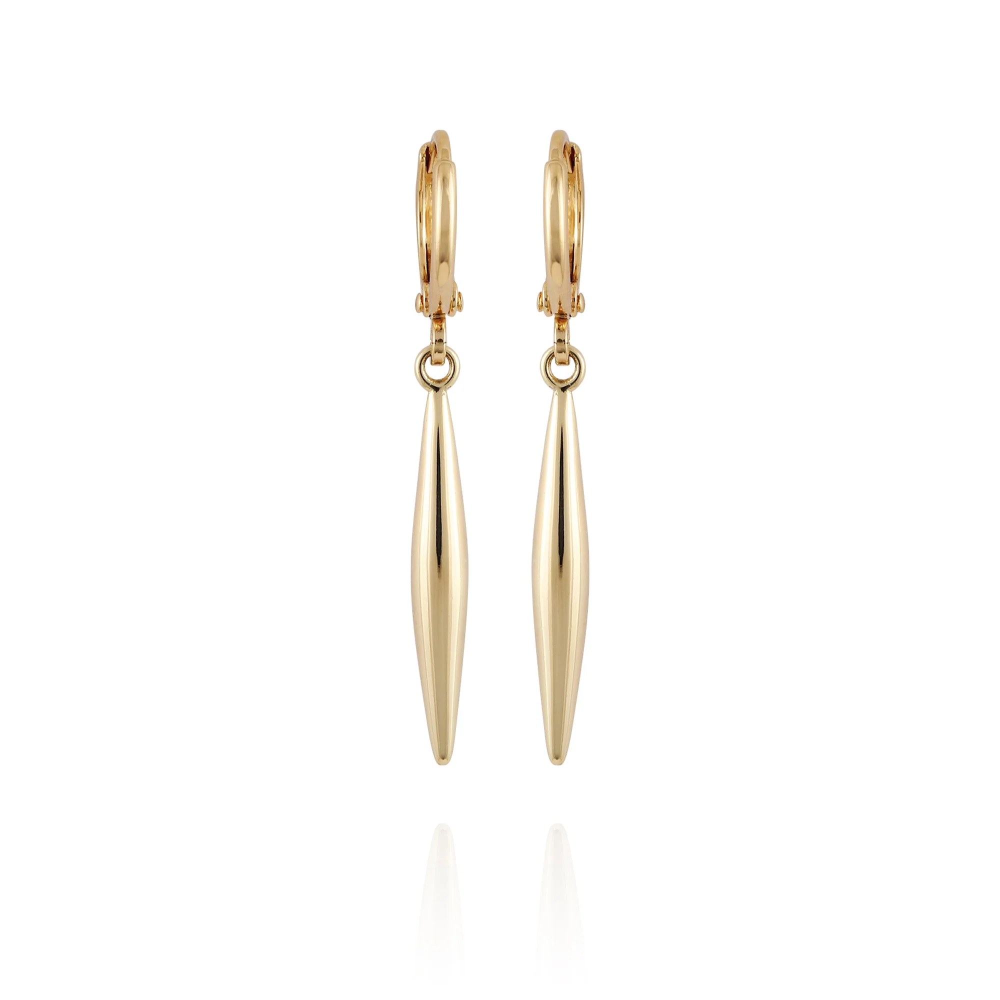 Goldtone Spear Dangle Huggie Hoop Dangle Drop Earrings