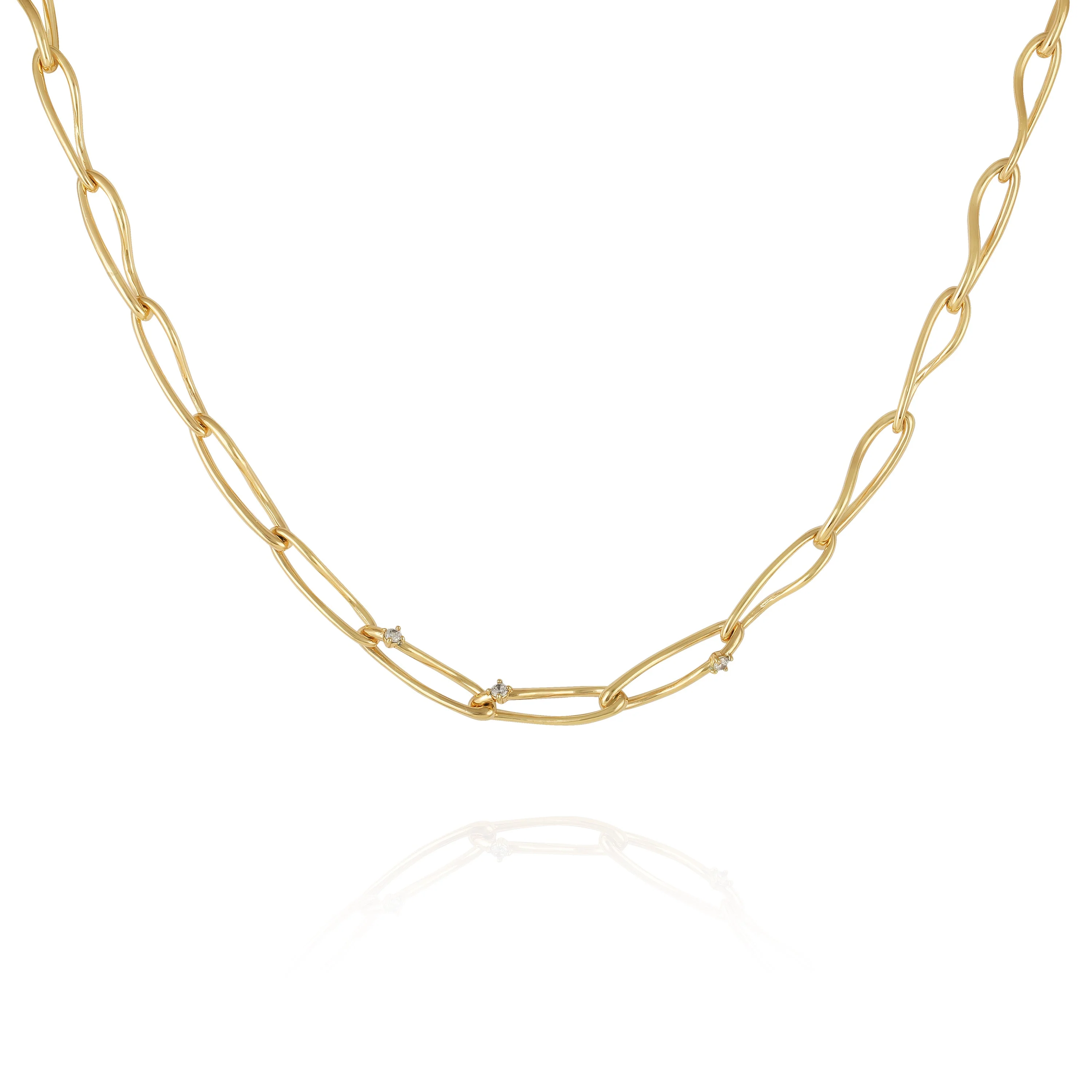 Goldtone Twisted Link Chain Necklace