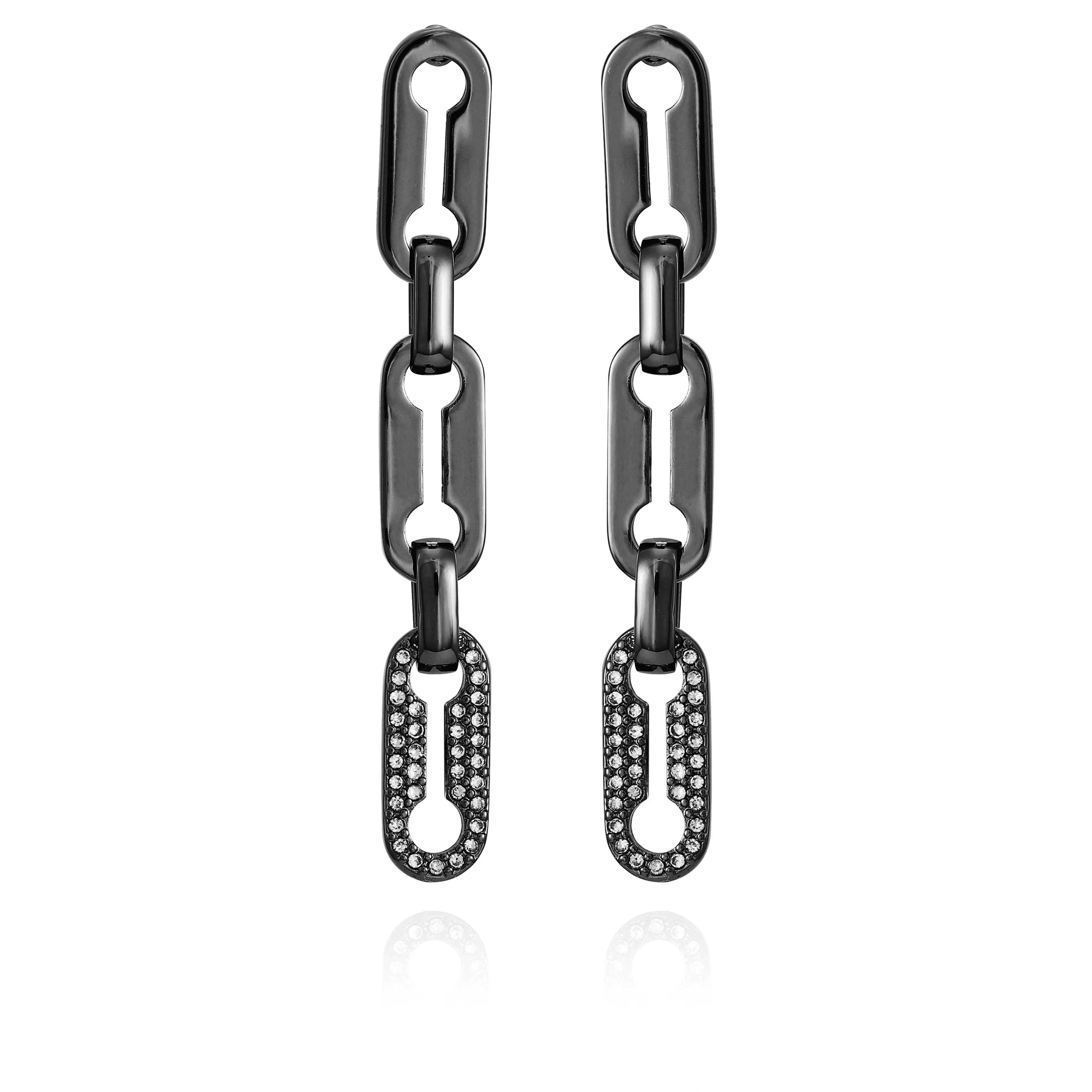 Hematite Link Dangle Drop Earrings