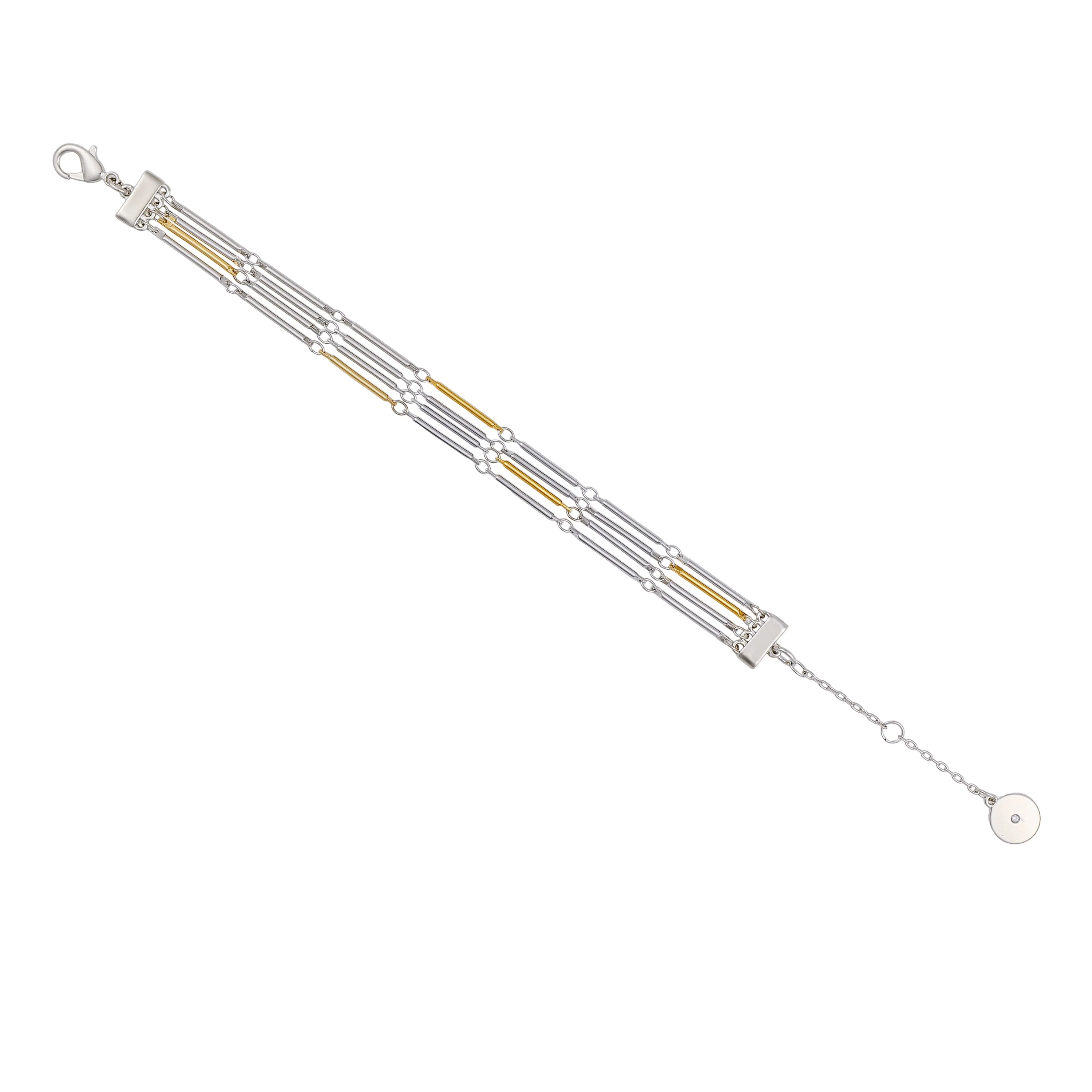Multi Row Two Tone Bracelet - Image 2