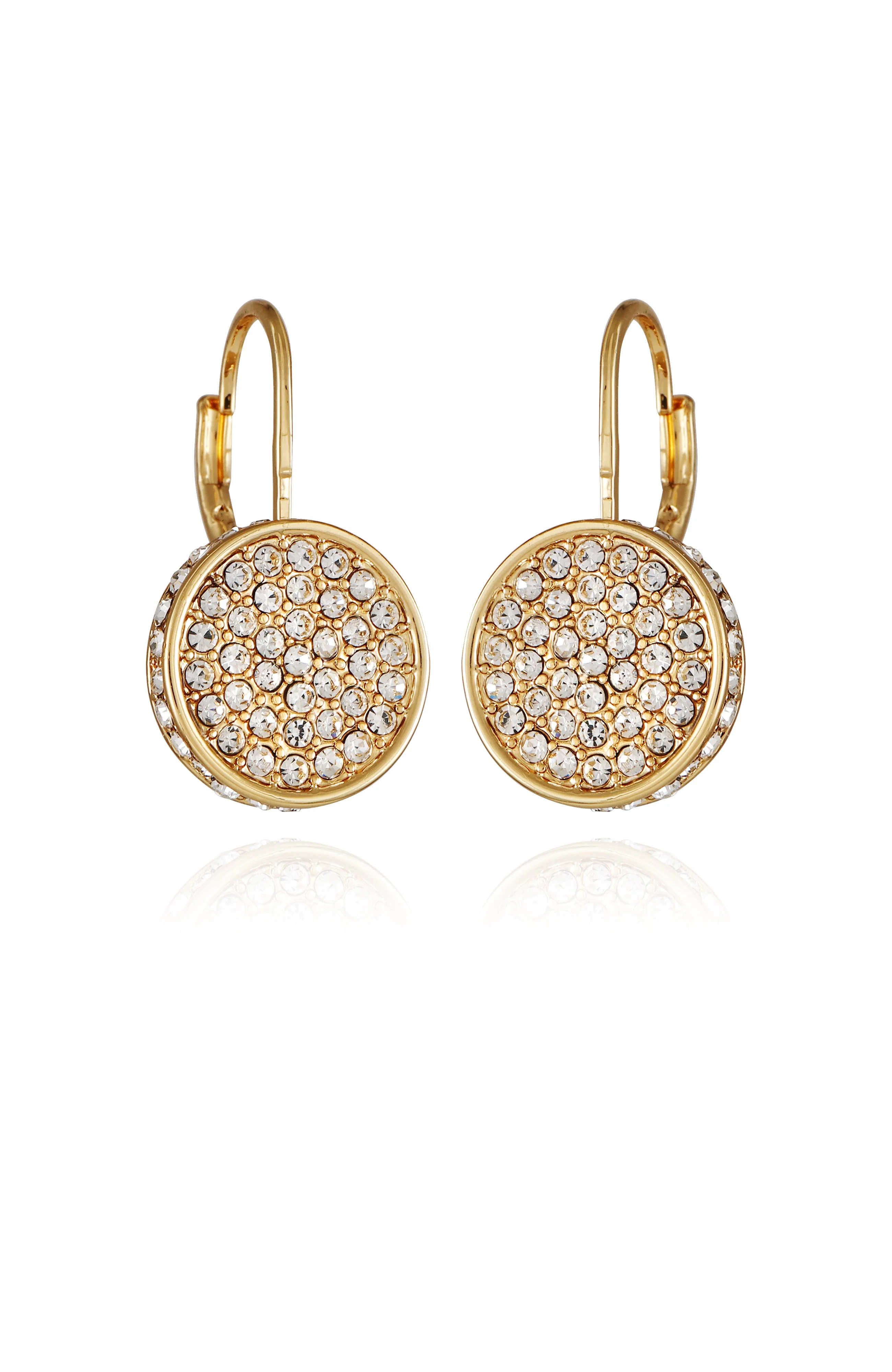 Pave Goldtone Drop Earrings