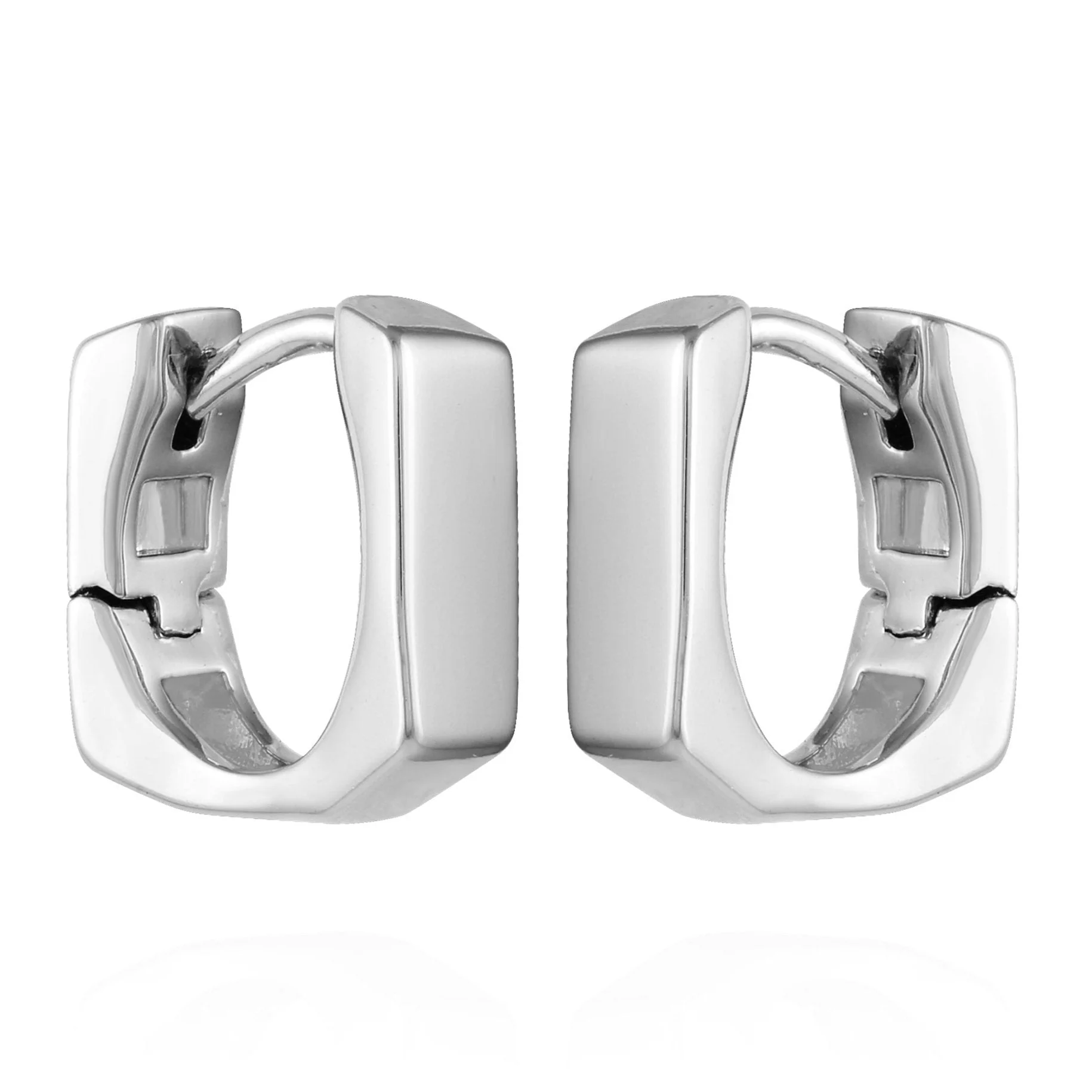 Rectangle Huggie Hoop Earrings - Image 2