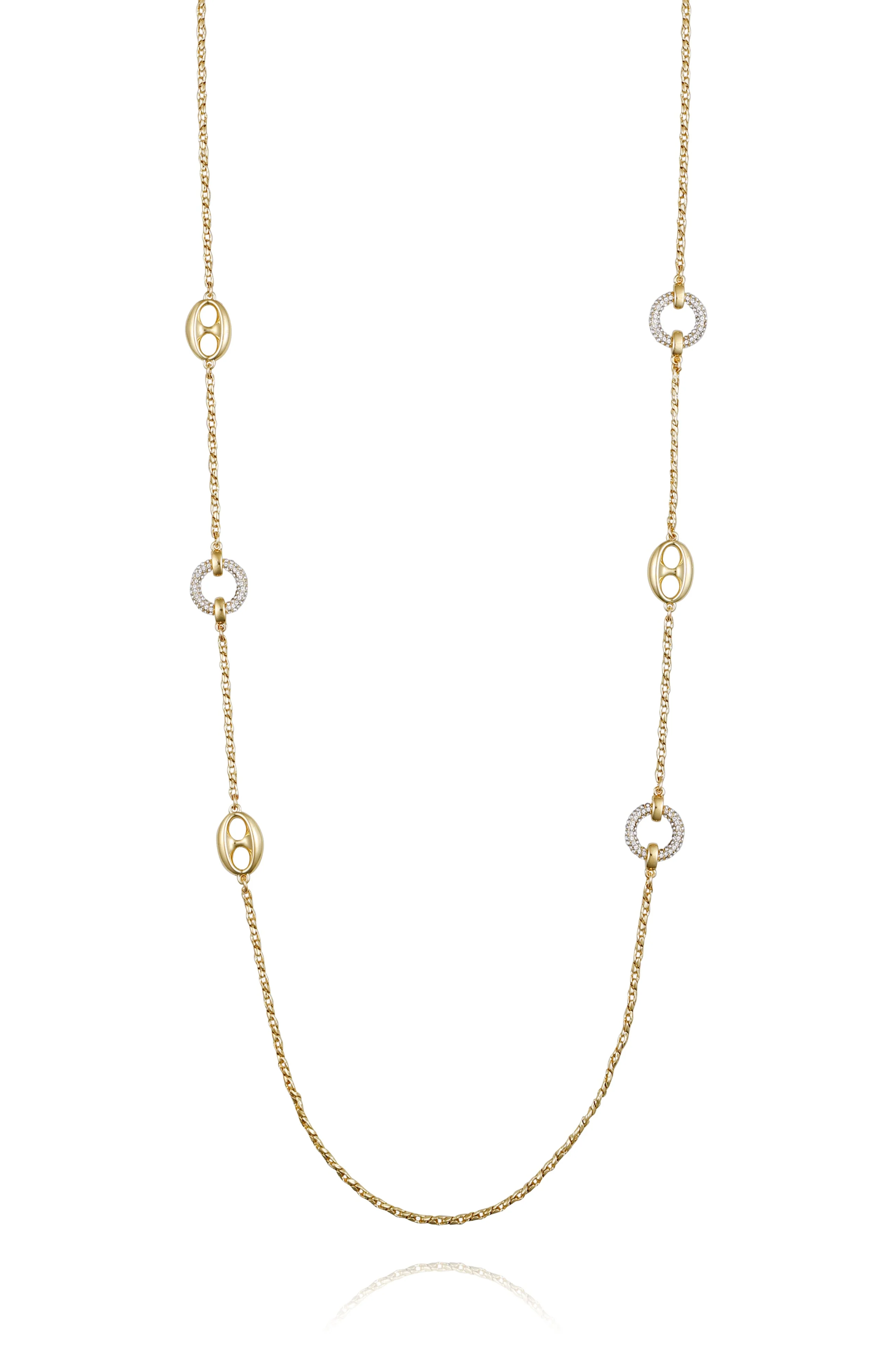 Signature Mixed Link Pavé Long Necklace