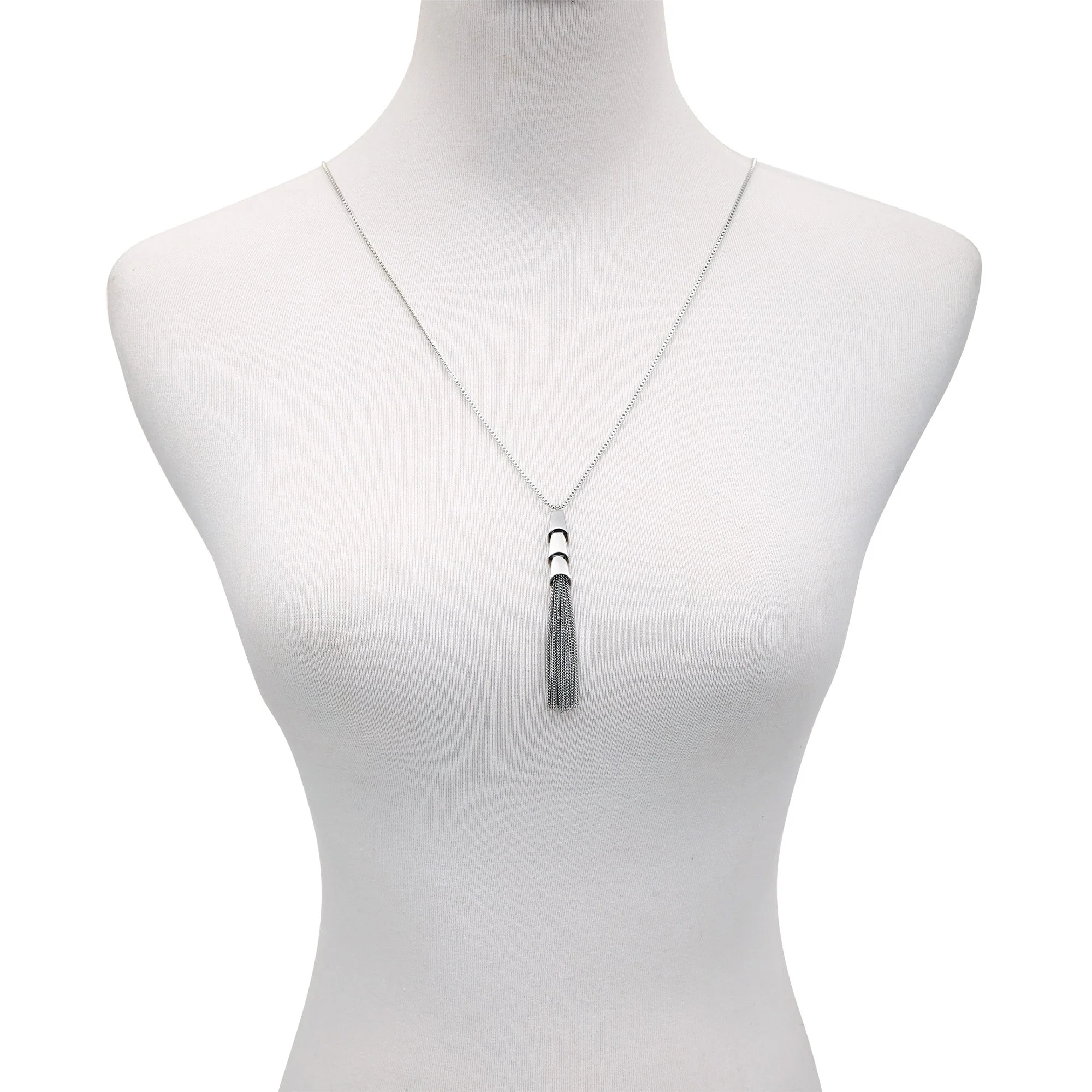 Silvertone Tassel Pendant Necklace - Image 2