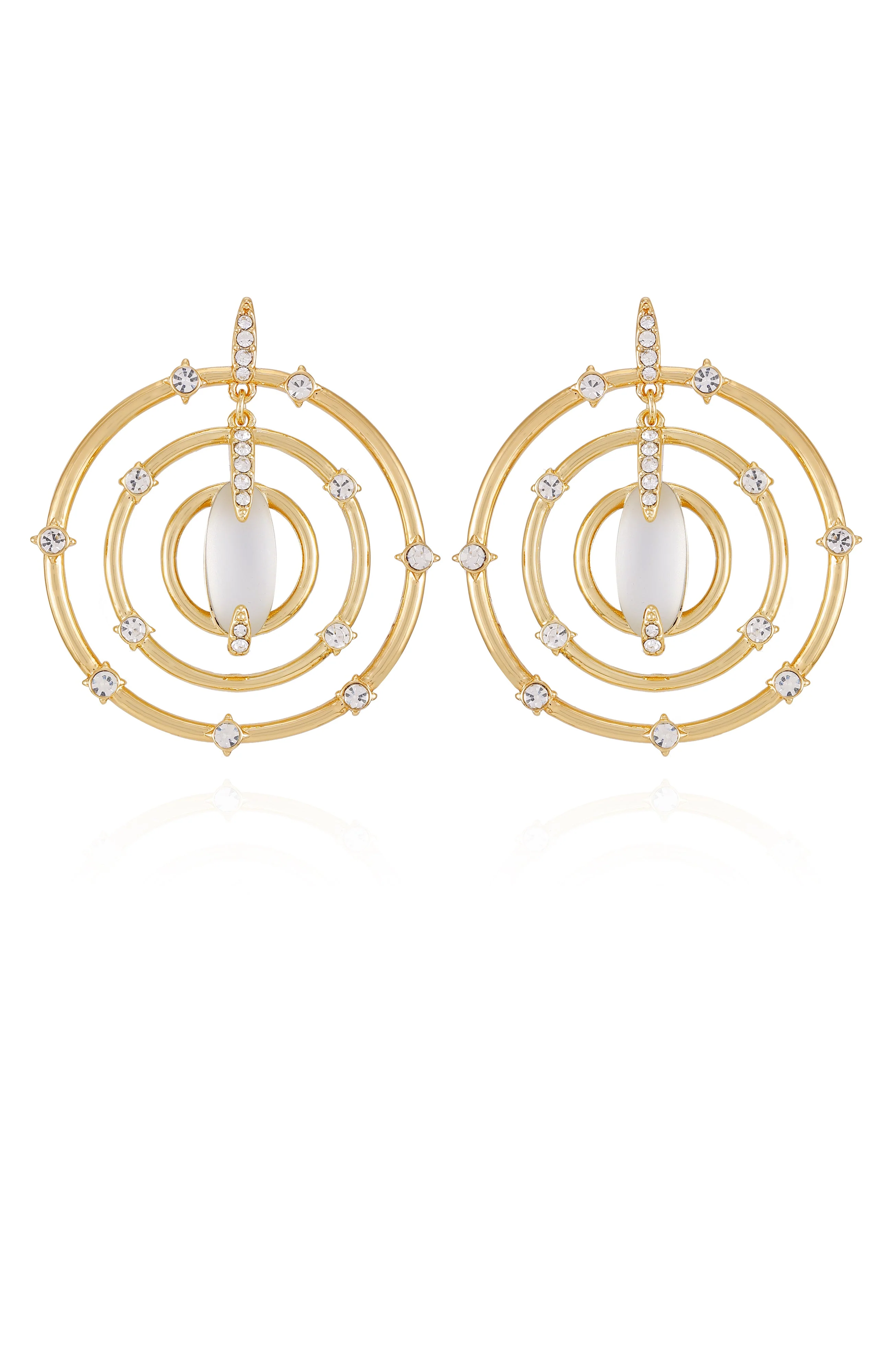 Statement Goldtone & Crystal Drop Earrings - Image 2