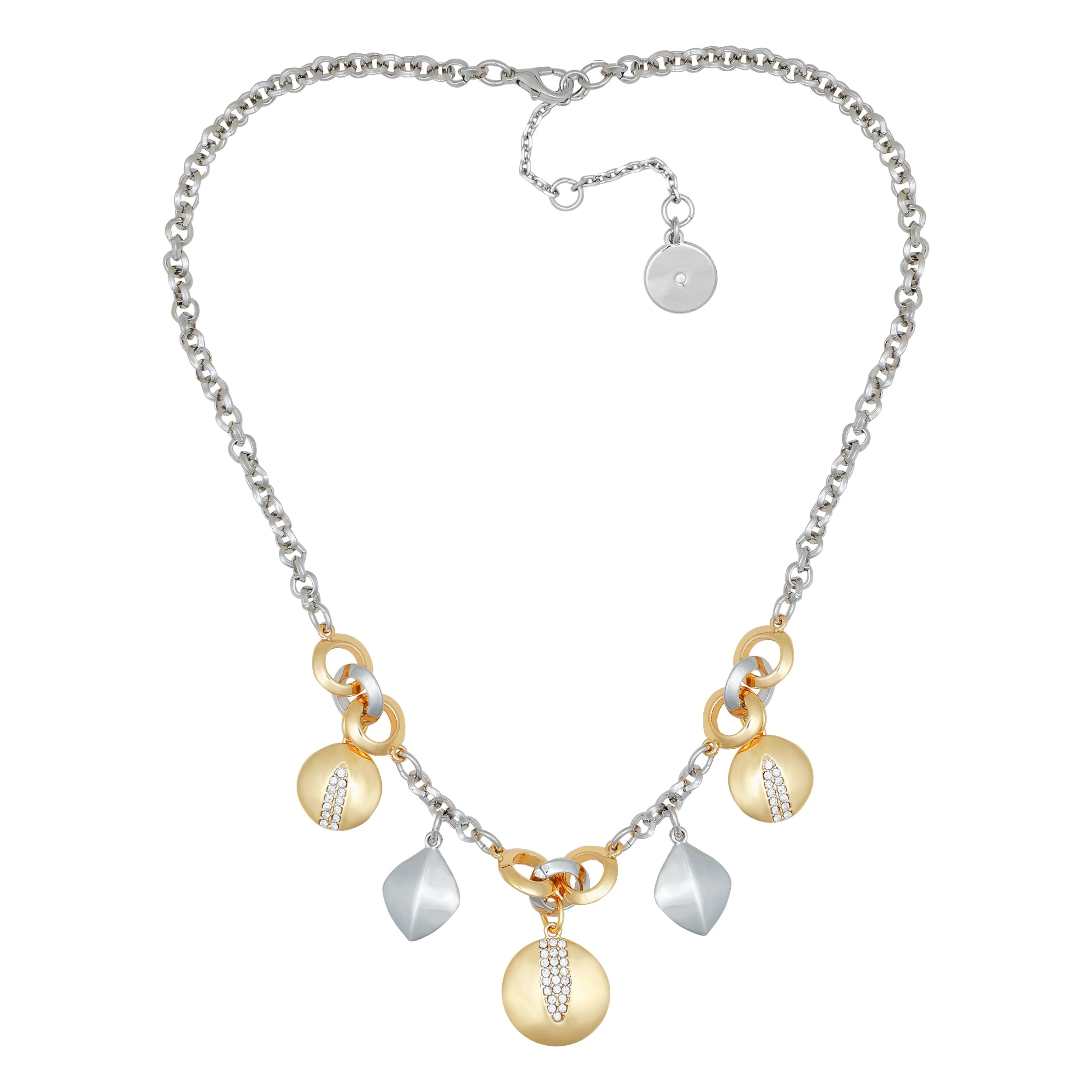Two Tone Gilded Leaf Charm Short Statement Necklace - Image 3