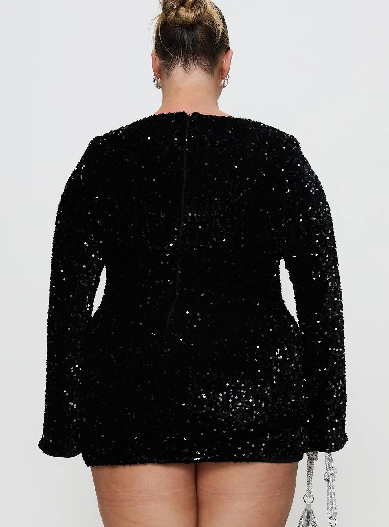 Vinelle Long Sleeve Mini Dress Black Curve - Image 5