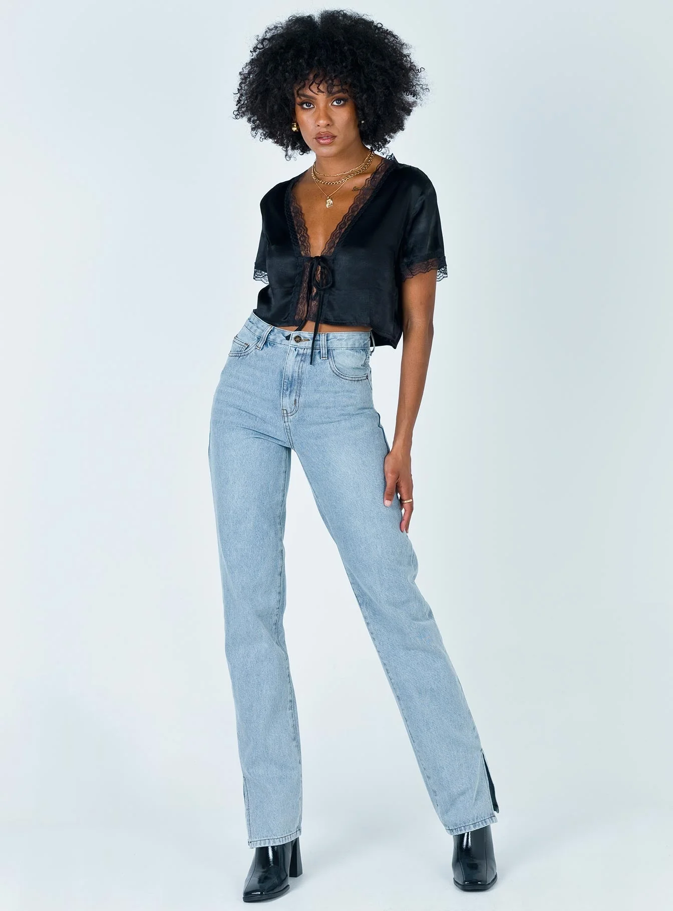 Vintage Tie Up Top Black - Image 3
