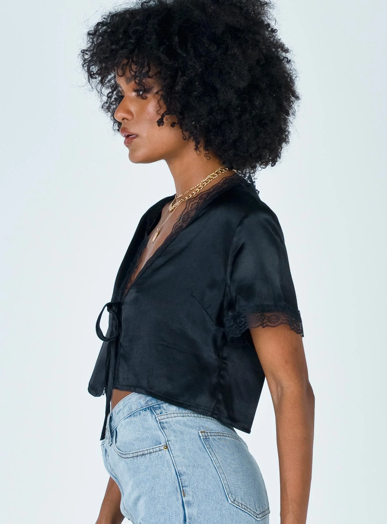 Vintage Tie Up Top Black - Image 4