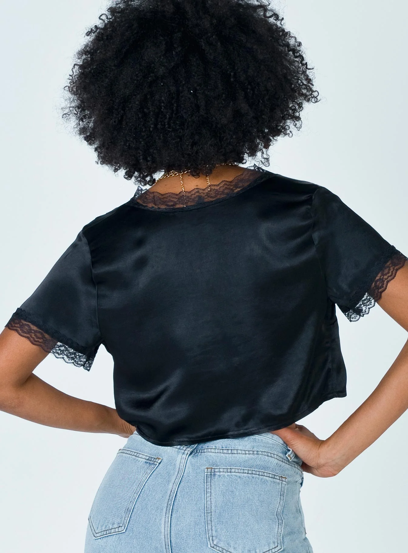 Vintage Tie Up Top Black - Image 5
