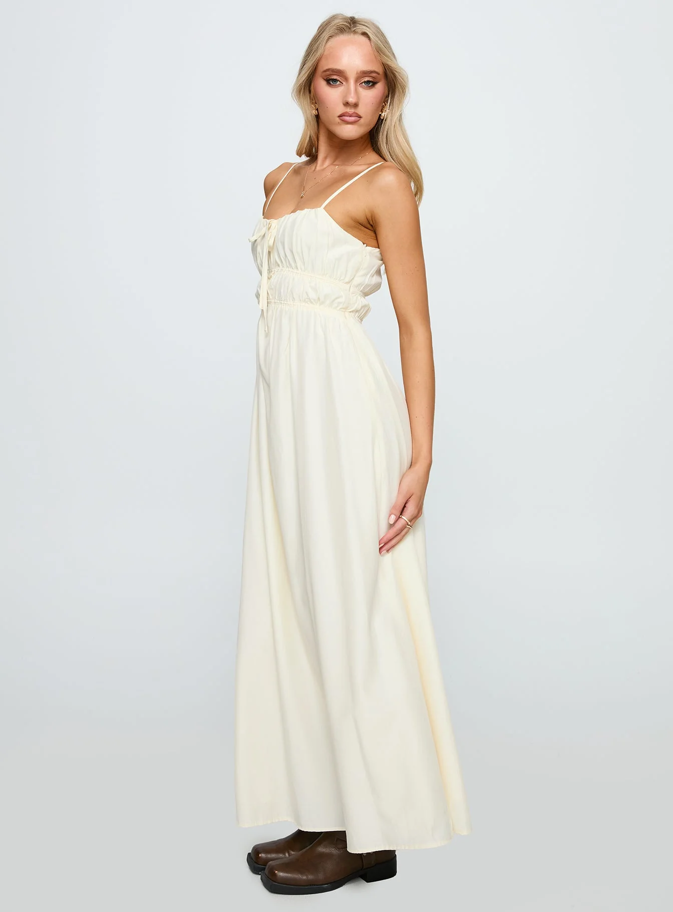 Violeta Tiered Maxi Dress Cream - Image 4
