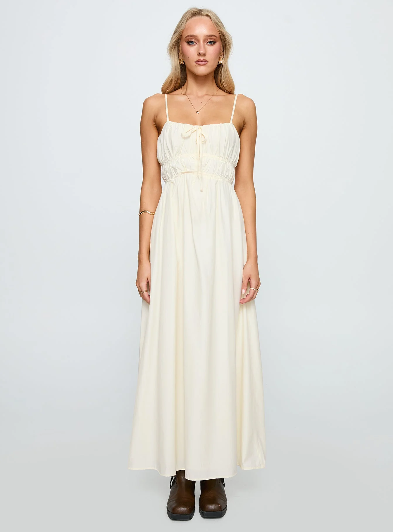 Violeta Tiered Maxi Dress Cream - Image 7