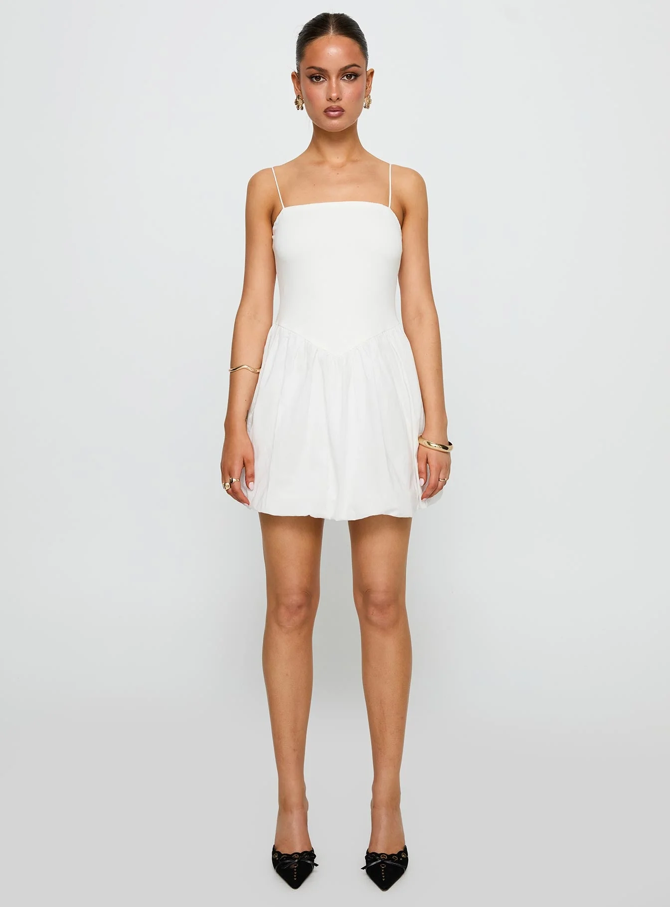 Vista Amora Bubble Hem Mini Dress White - Image 7