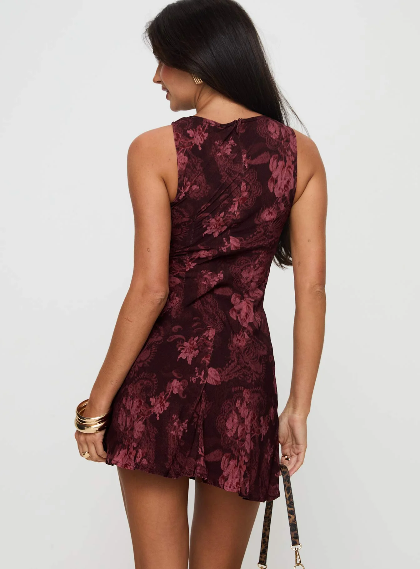 Vivre Mini Dress Burgundy Paisley - Image 5