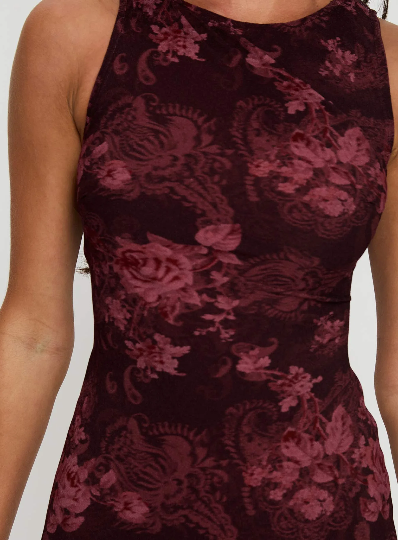 Vivre Mini Dress Burgundy Paisley - Image 6