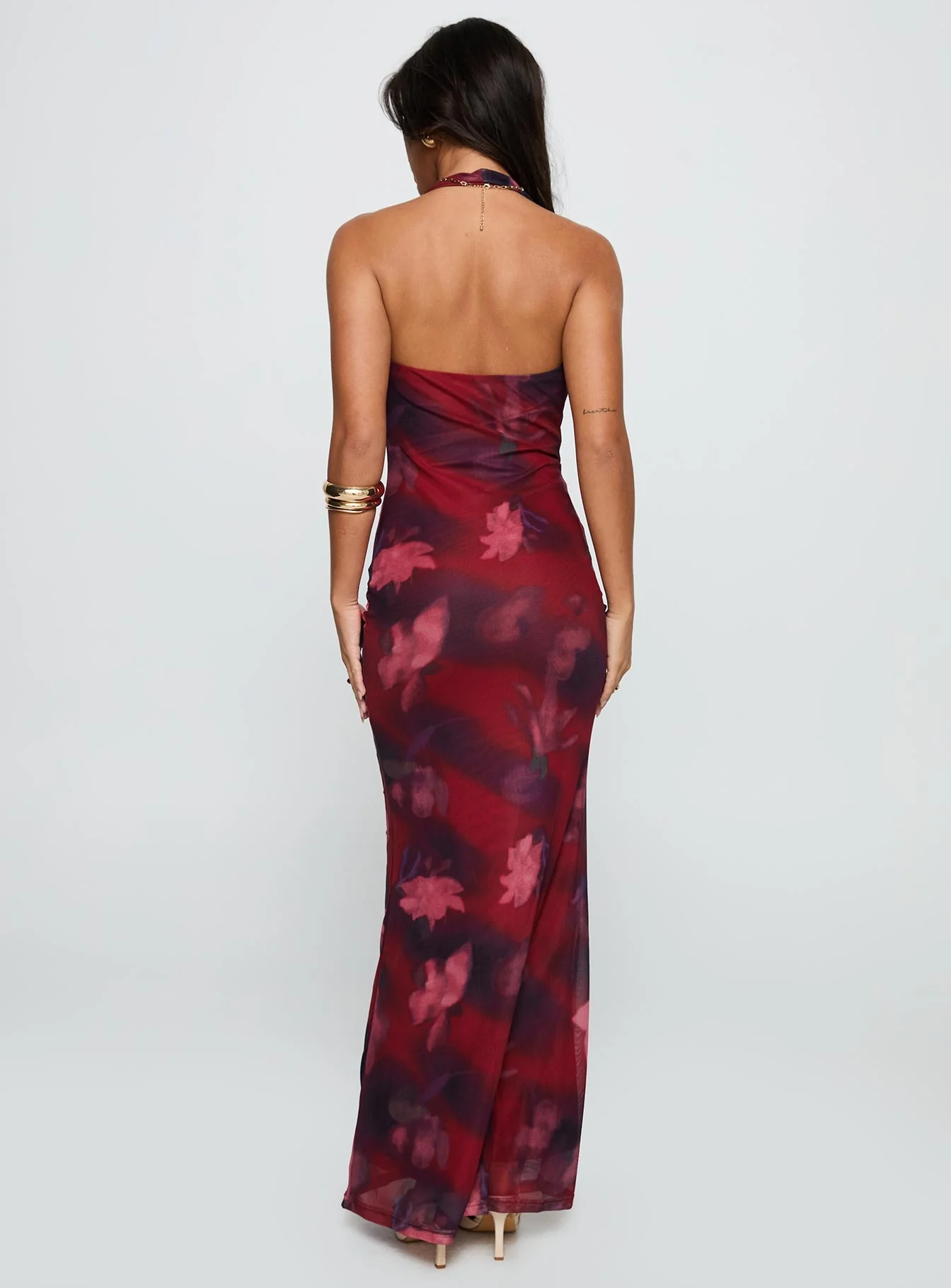 Vixyn Halter Maxi Dress Red Multi - Image 5