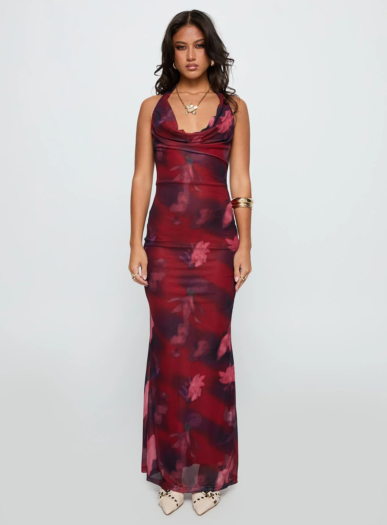 Vixyn Halter Maxi Dress Red Multi - Image 7