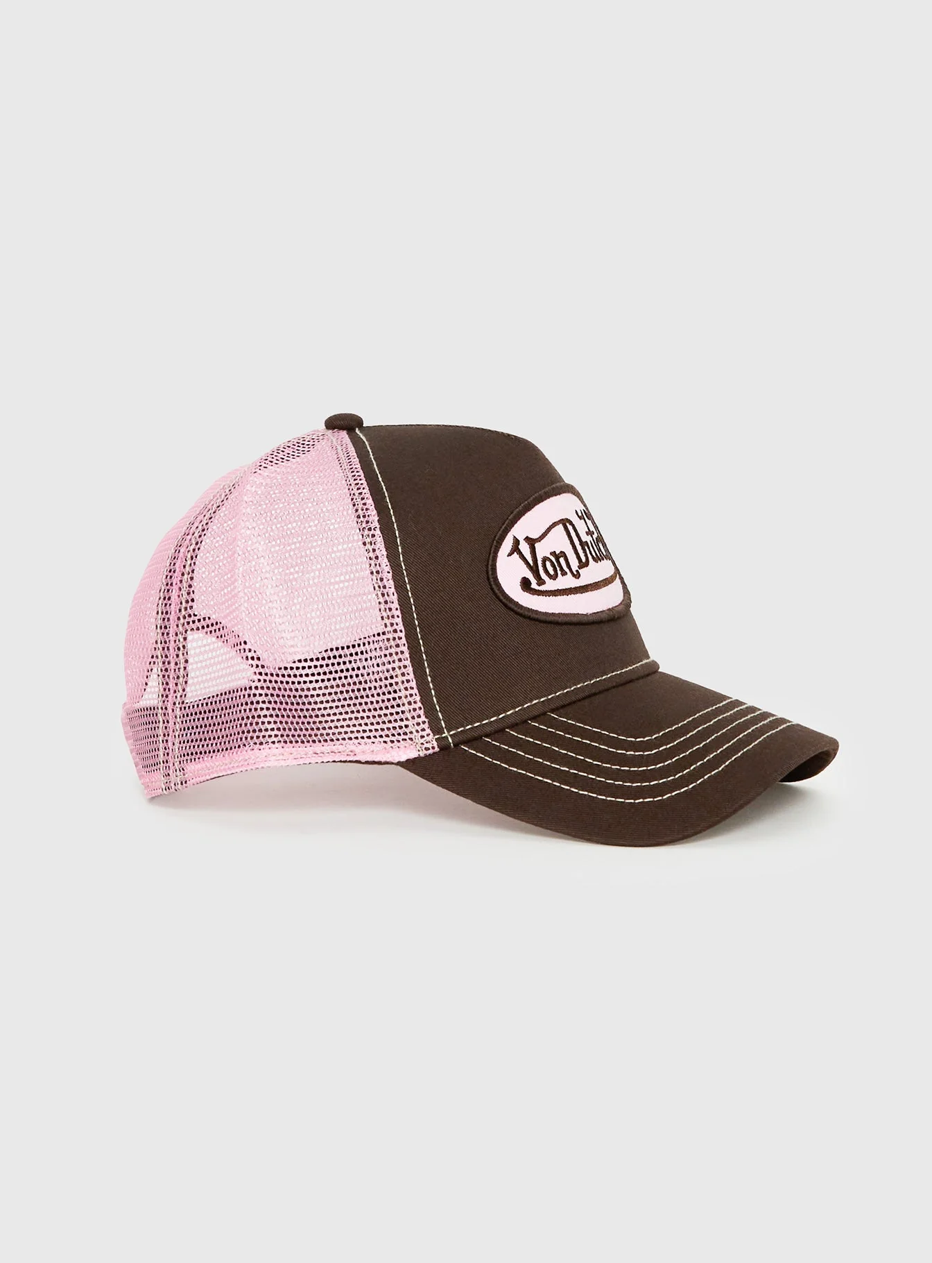 Von Dutch Staple Trucker Hat Brown / Pink - Image 3