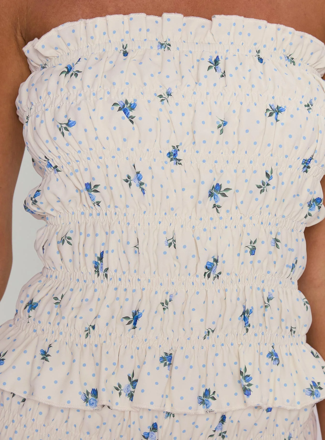 Warm Welcome Strapless Top Blue Floral - Image 6