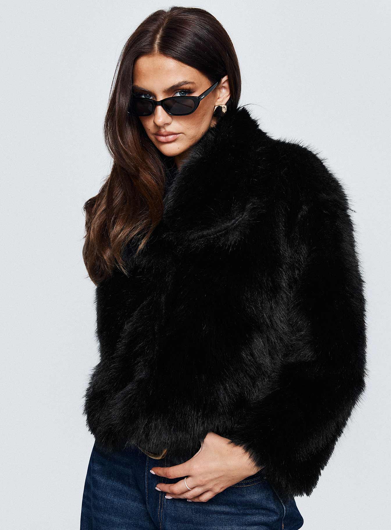 Wayland Faux Fur Jacket Black - Image 10