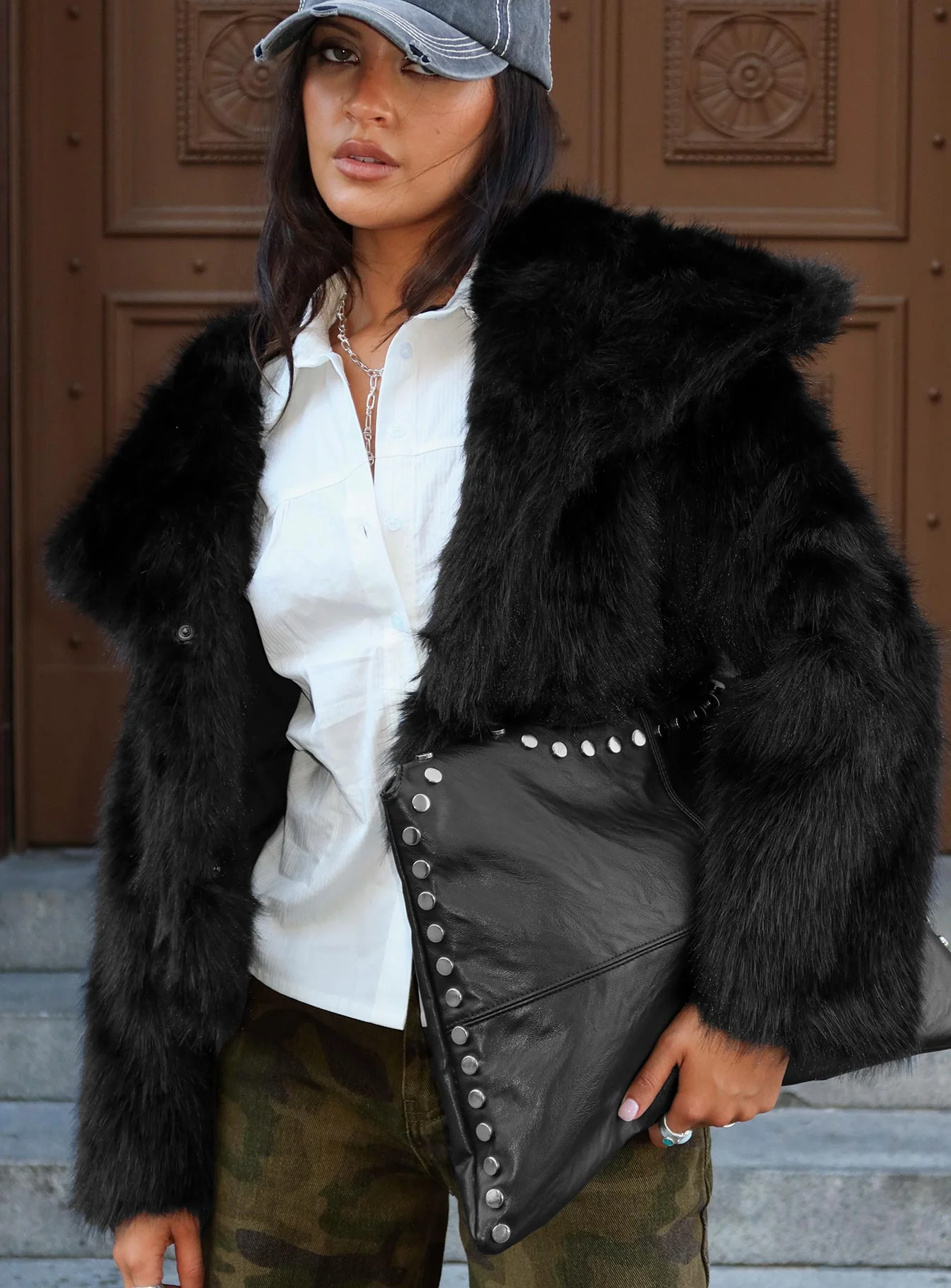 Wayland Faux Fur Jacket Black - Image 13