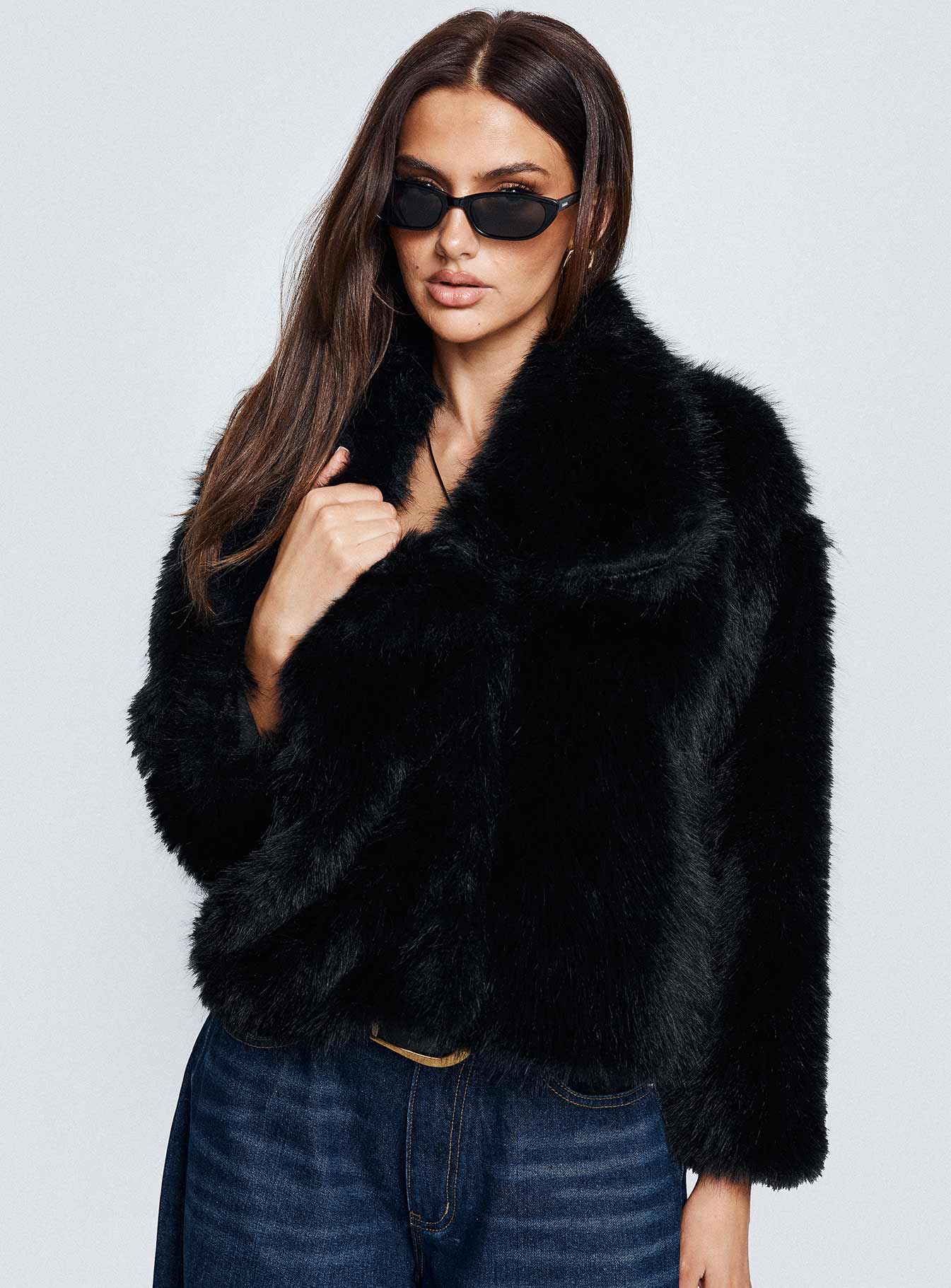 Wayland Faux Fur Jacket Black - Image 8