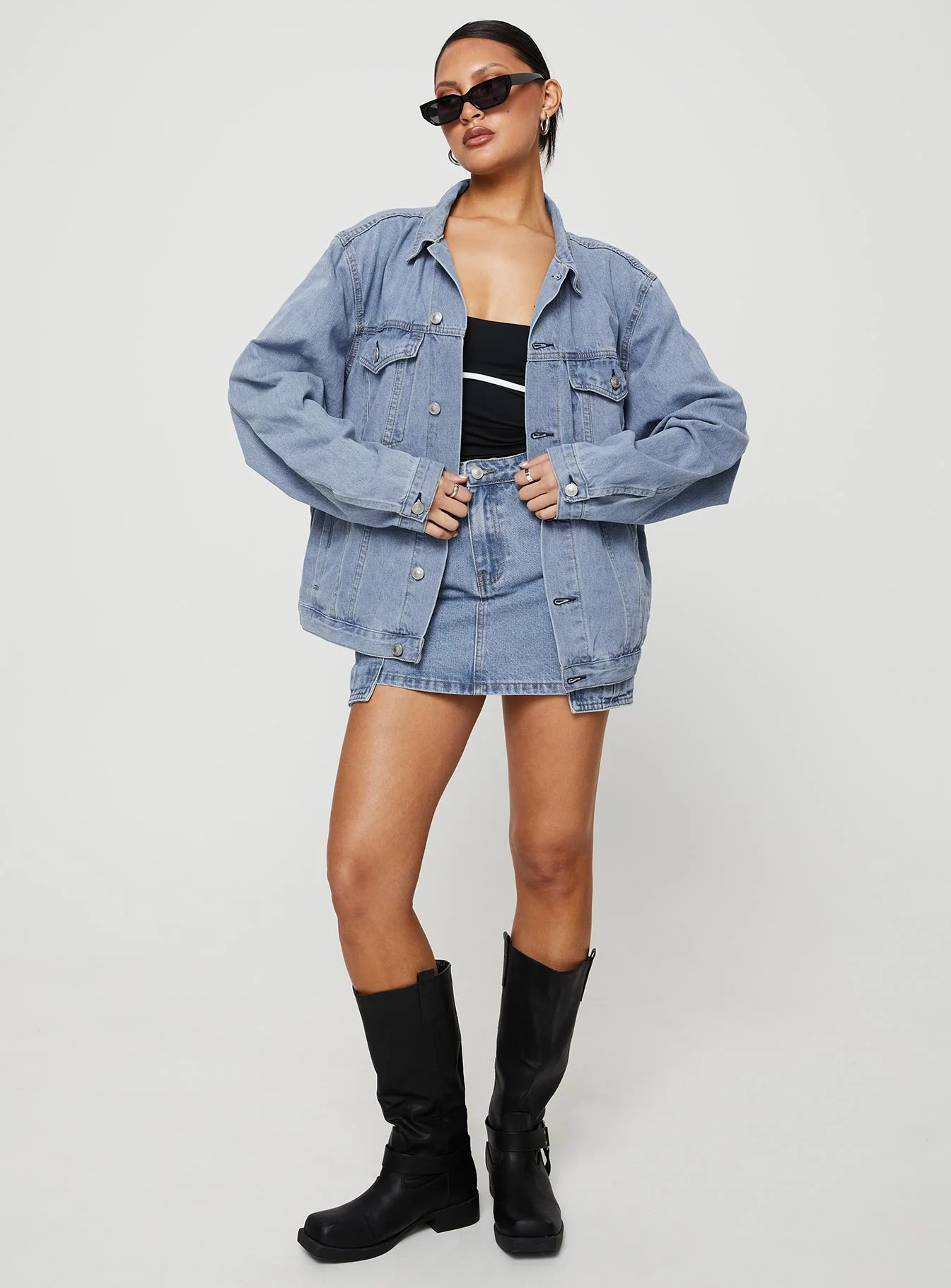 Western Denim Jacket Pale Blue - Image 4